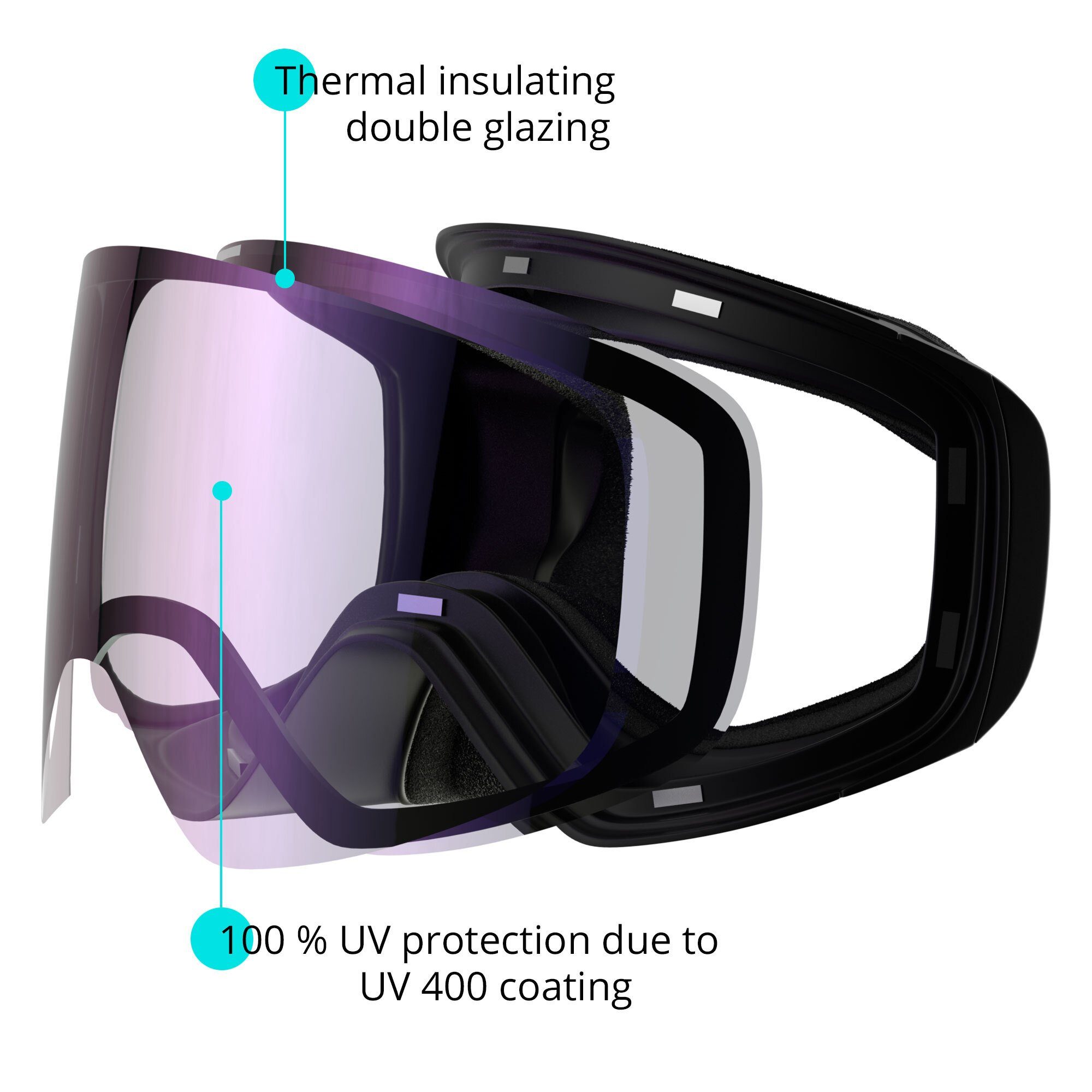 YEAZ Skibrille für APEX, Gläser, Magnet-Wechsel-System silber/schwarz