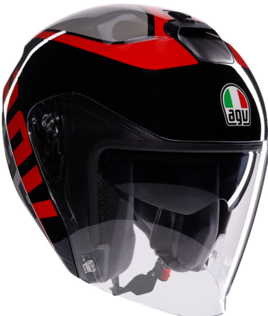 AGV Motorradhelm Irides Valenza Jethelm, vorbereitet für Kommunikationssystem,integriertes Sonnenvisier
