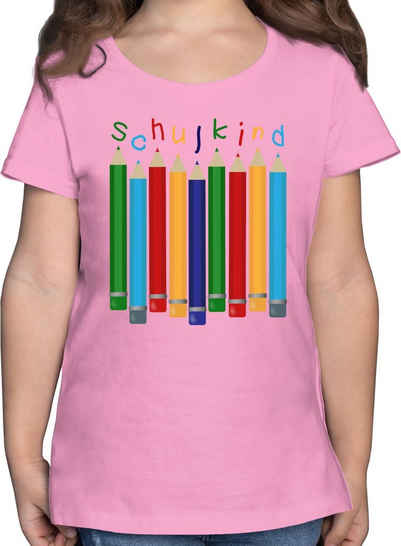 Shirtracer T-Shirt Schulkind Buntstifte Einschulung Mädchen