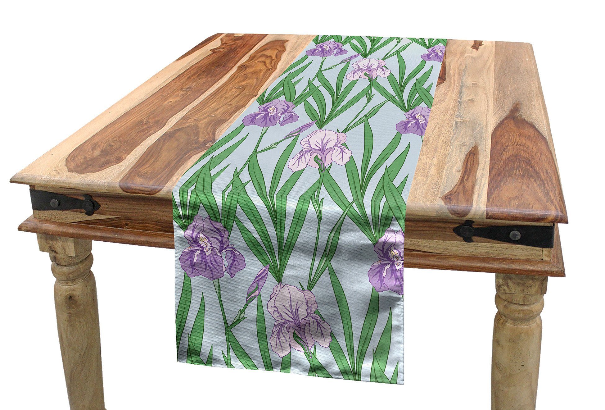 Abakuhaus Tischläufer Esszimmer Küche Rechteckiger Dekorativer Tischläufer, Blumen Lila Iris Japanese Style