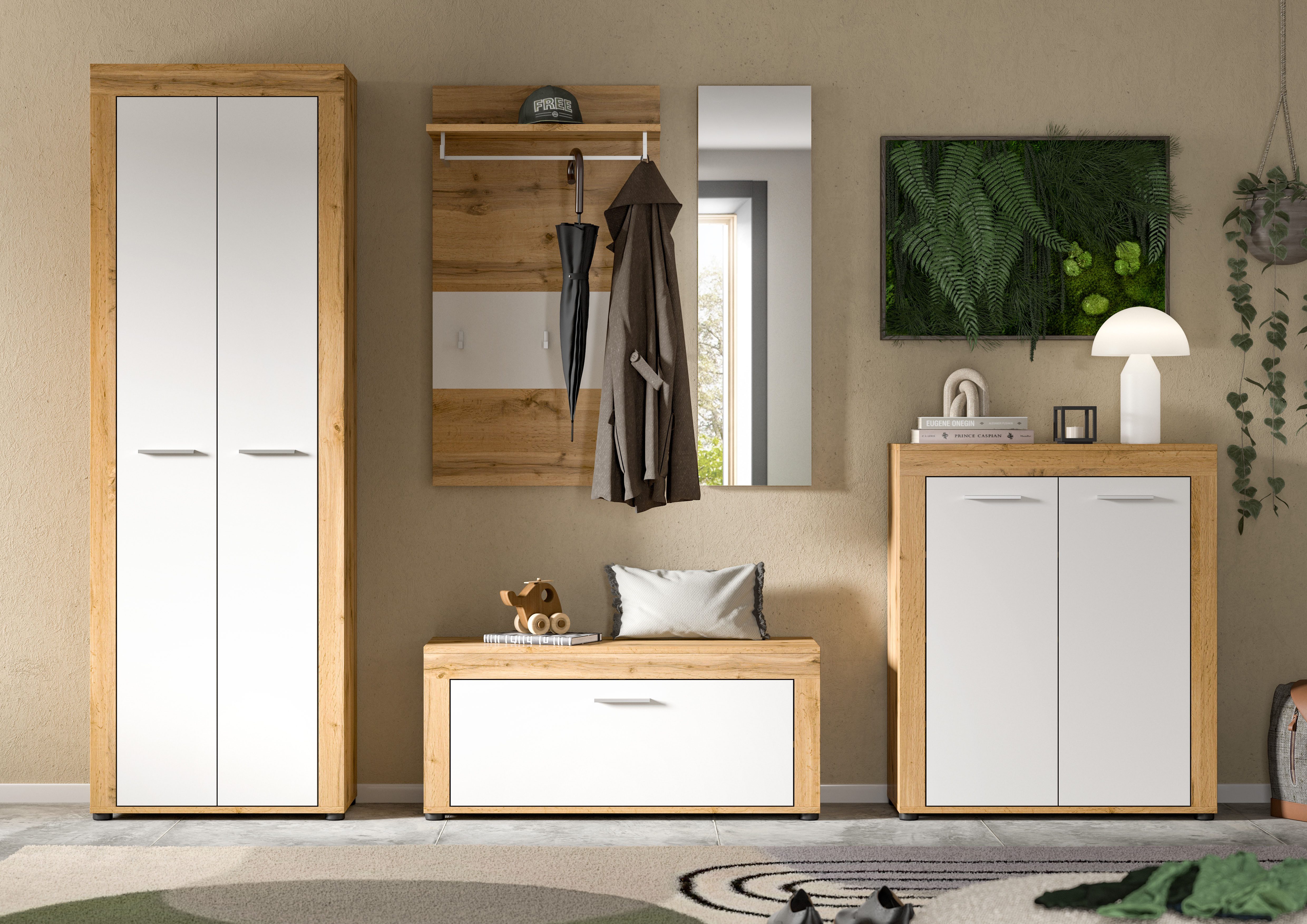 Home affaire Garderoben-Set Aosta, (Set, 5-St), Aosta, Höhe 191 cm, 5-tlg. Garderobenset, Flur, Diele