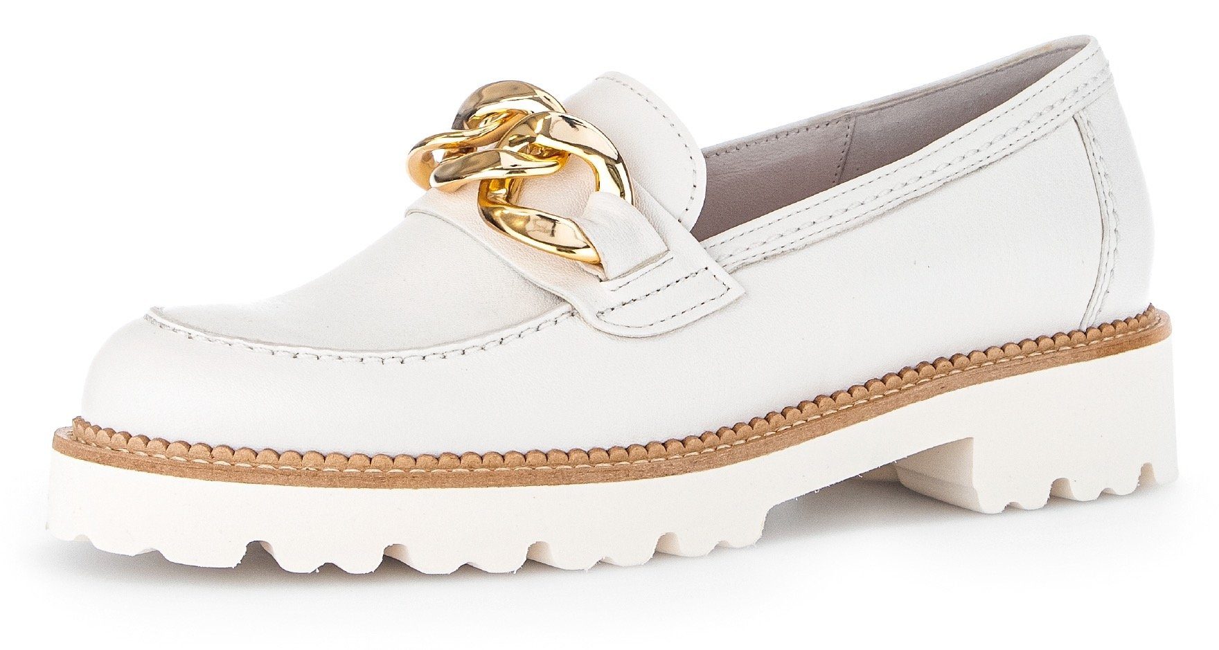 Gabor goldfarbener Loafer Zierkette offwhite mit