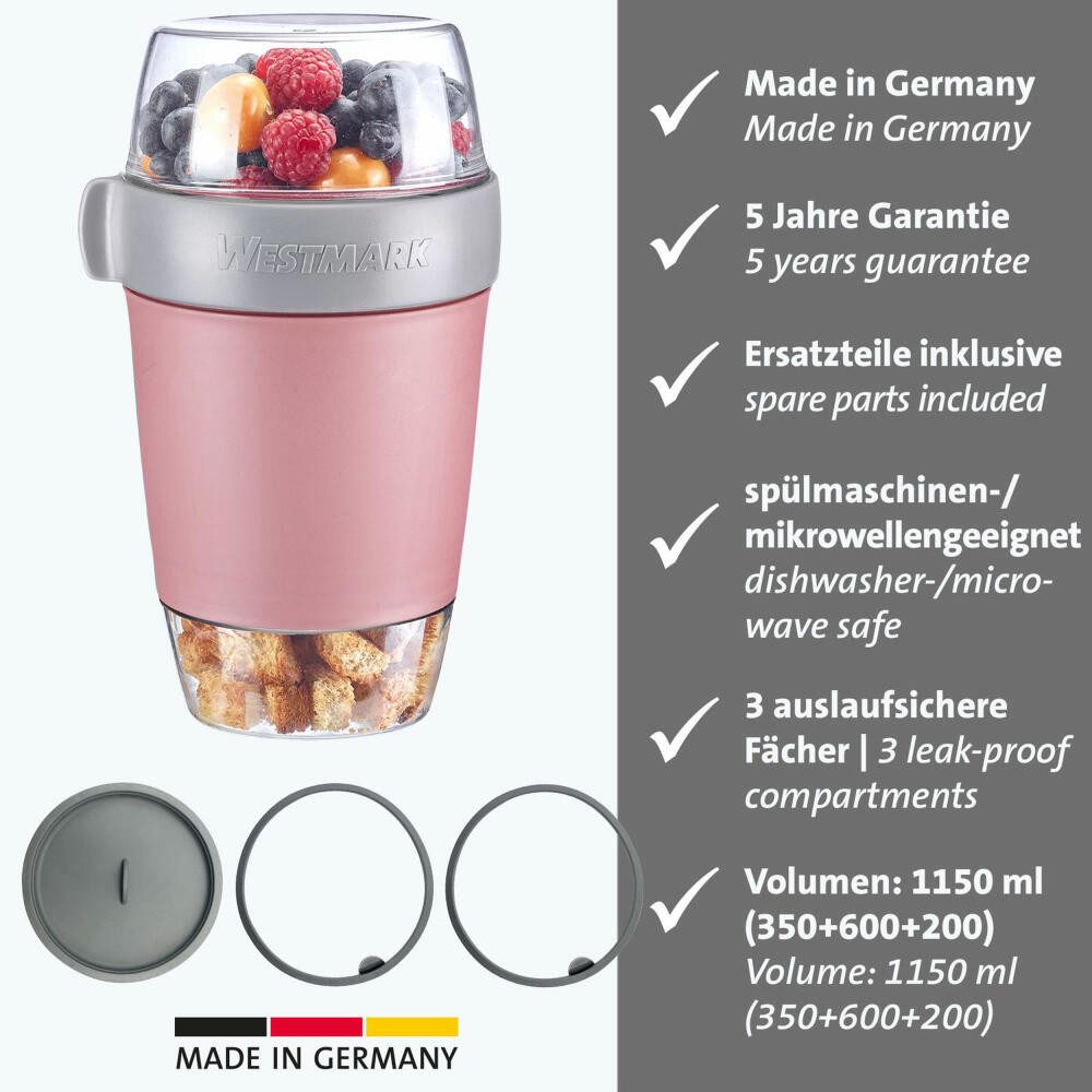 WESTMARK Lunchbox Lunchpot, groß, mit 3 auslaufsicheren Fächern: 350 ml + 600 ml + 200, Kunststoff (PP/SAN/TPE), BPA-frei