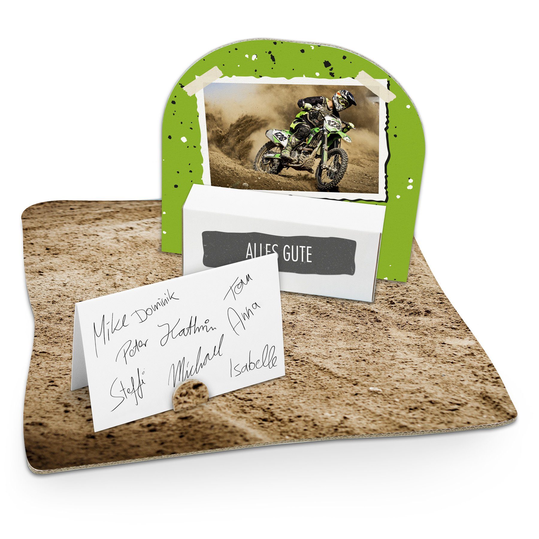itenga Grußkarten itenga Geldgeschenkverpackung Motocross (Motiv 101) mit Bodenplatte, K