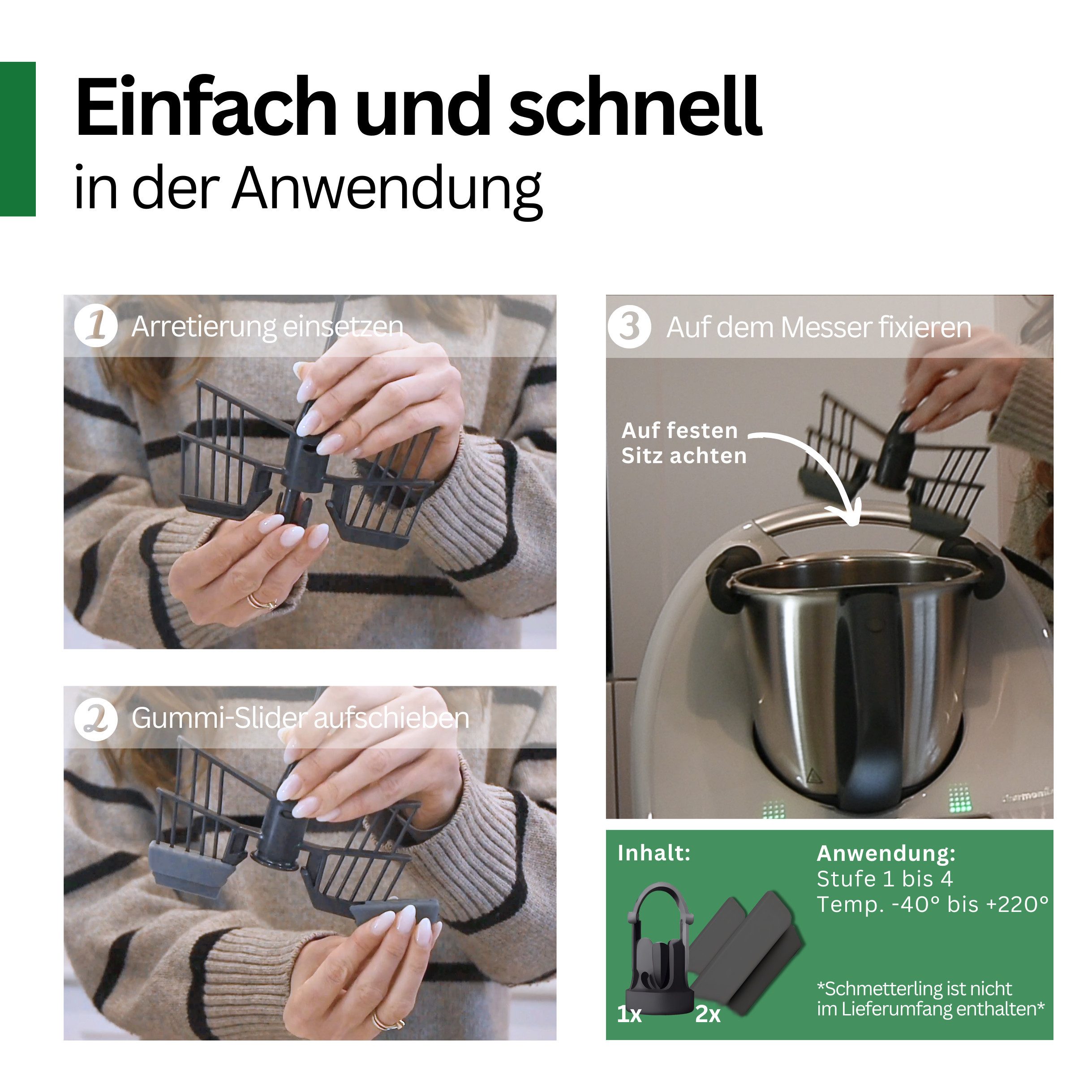 Leckerhelfer - automatisch Lecker Küchenmaschinen Zubehör-Set MixPRO - der 2-in-1 Aufsatz passend für den Thermomix TM6 und TM5, Zubehör für Thermomix TM5 und TM6, Schutz vor Anbrennen, Lebensmittelecht, BPA-frei