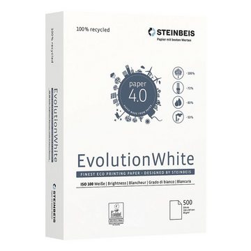 STEINBEIS Recyclingpapier Evolution White, Format DIN A4, 80 g/m², 135 CIE, 500 Blatt
