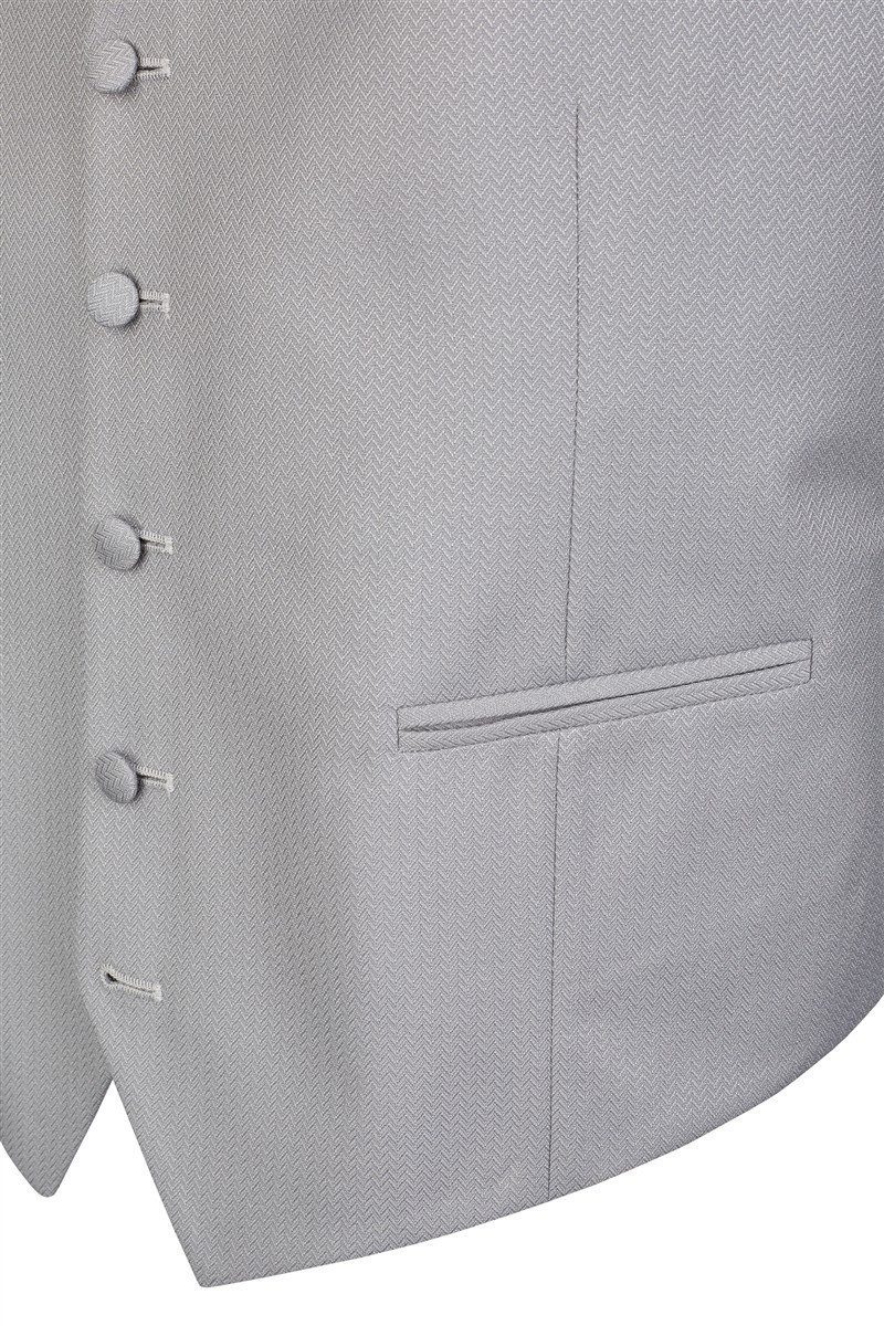 Wilvorst Anzugweste Wilvorst Herren Cut-Weste V-Neck Classic-Fit Grau Fischgrät