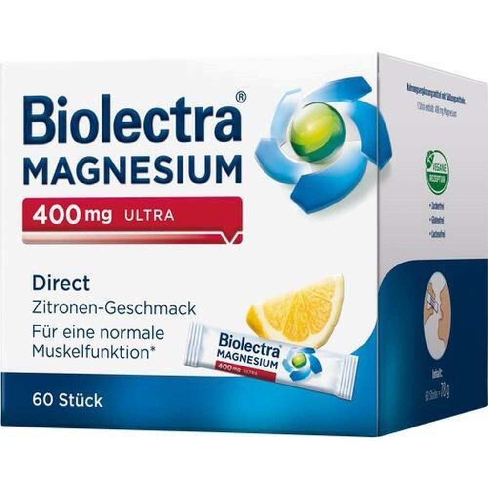 Biolectra BIOLECTRA Magnesium 400 mg ultra Direct Zitrone 60St Pulversticks