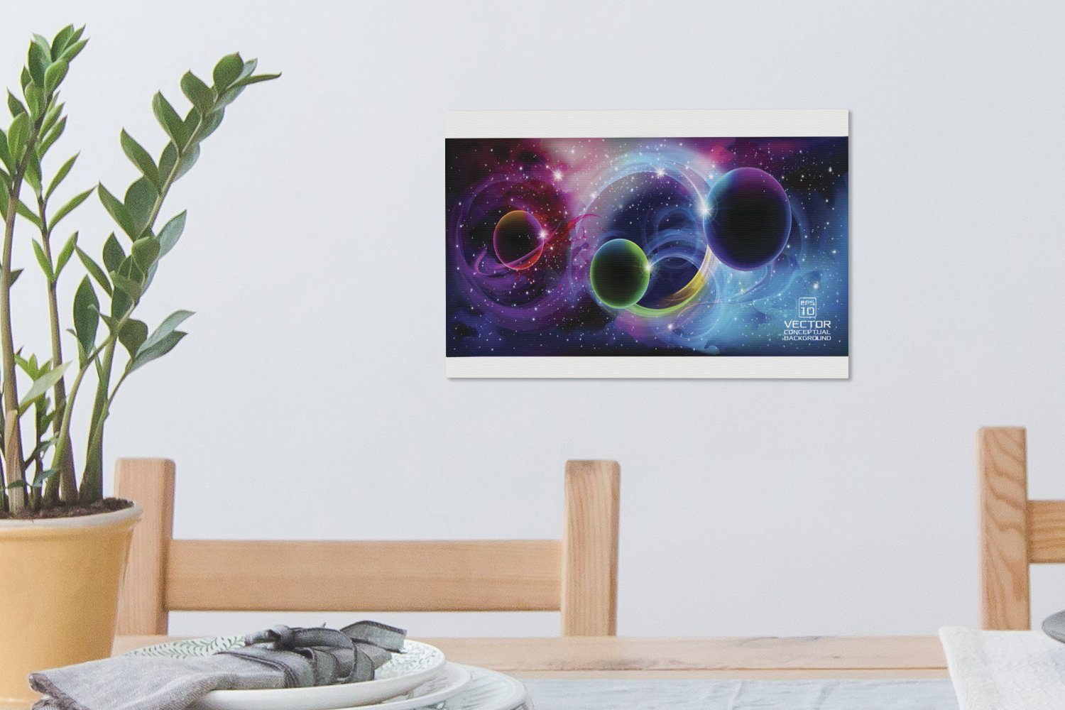 Leinwandbilder, Aufhängefertig, vielen Universums Leinwandbild 30x20 St), OneMillionCanvasses® und Wandbild mit Eine Wanddeko, Planeten, Sternen Illustration (1 cm des