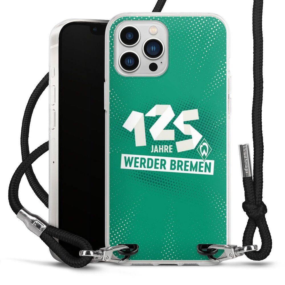 DeinDesign Handyhülle 125 Jahre Werder Bremen Offizielles Lizenzprodukt, Apple iPhone 13 Pro Max Handykette Hülle mit Band Case zum Umhängen