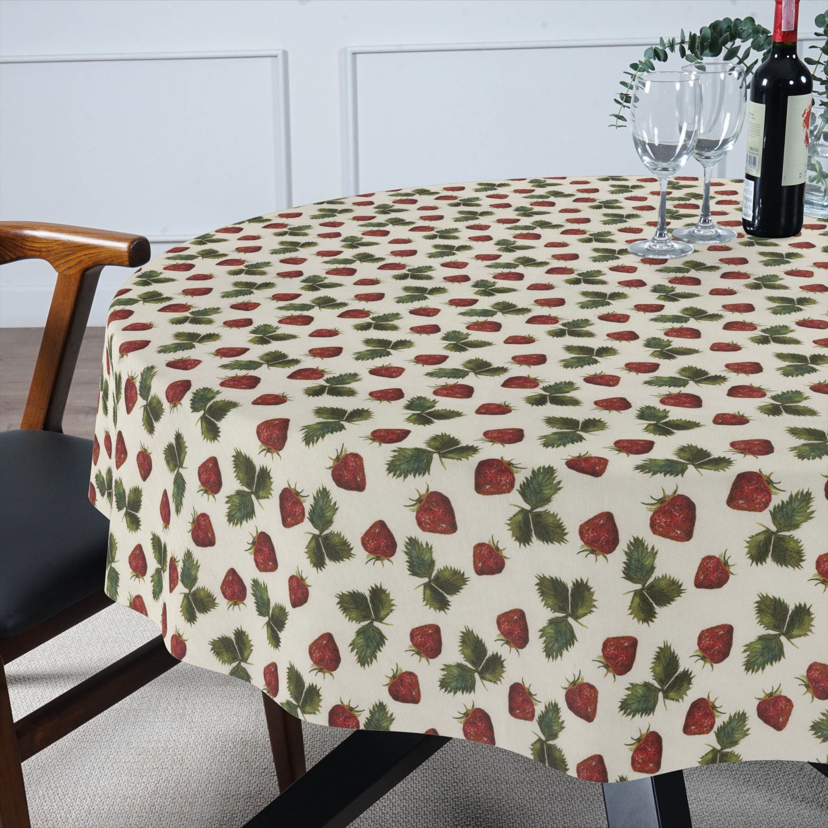 ANRO Tischdecke LANA Giovanna-Blumen Wachstuch 2.0 (Einzelstück 1-tlg), wasserabweisend Giovanna-Blumen Rot-Grün Rund 100cm