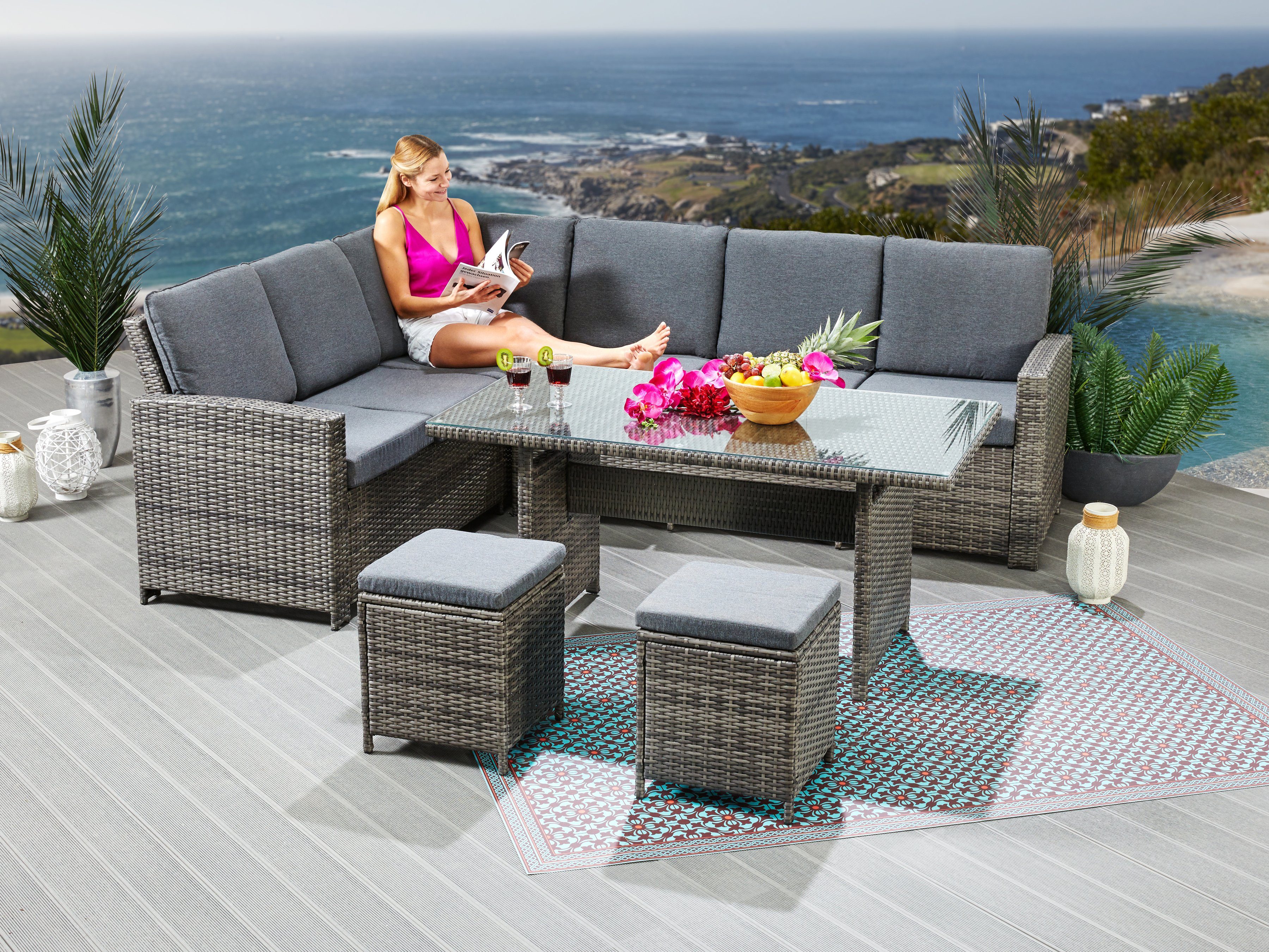 KONIFERA Loungeset »Samos«, Gartenmöbelset für bis zu 7 Personen online