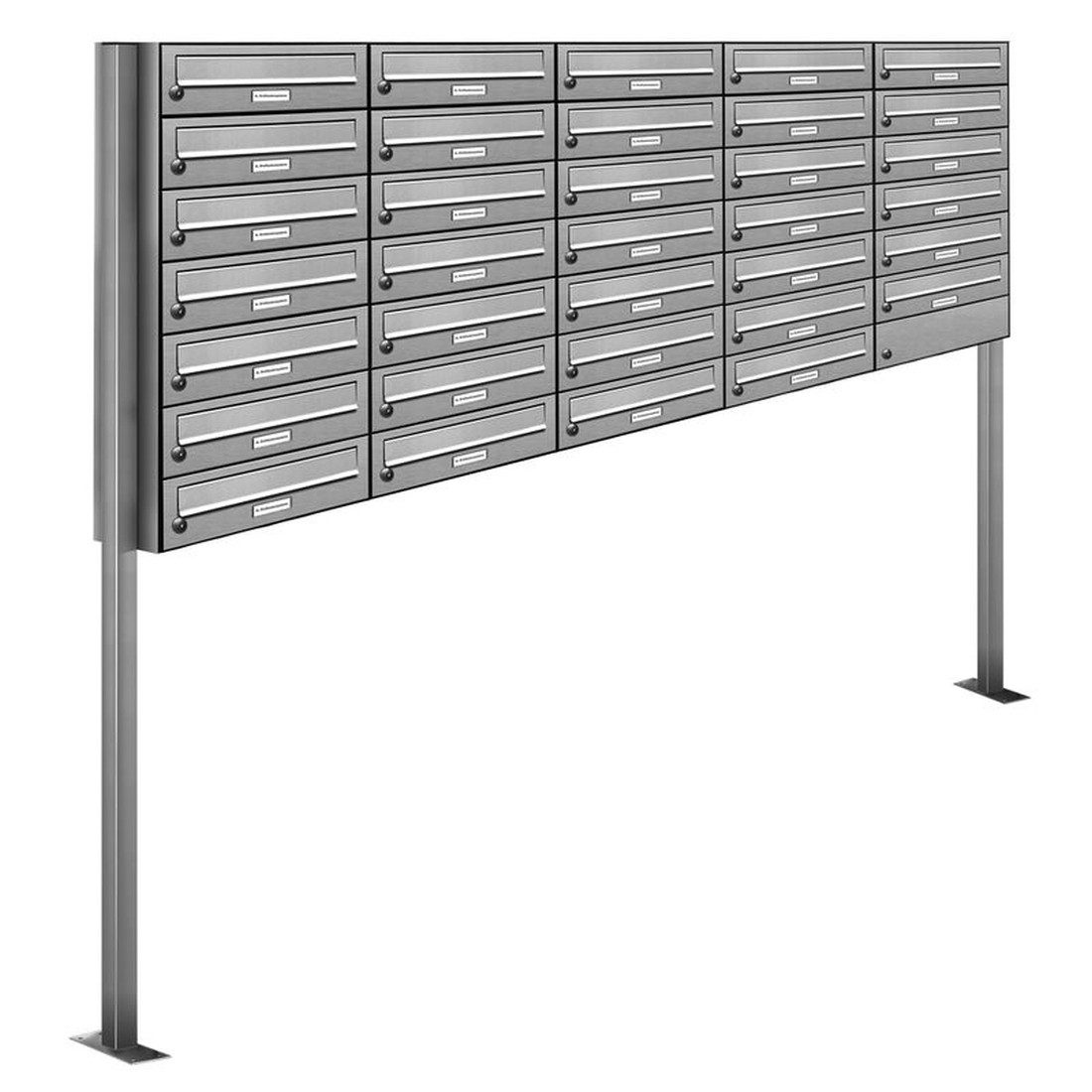 Standbriefkasten 34 Fach Premium Edelstahl Briefkasten Post A4 modern robustwetterfest
