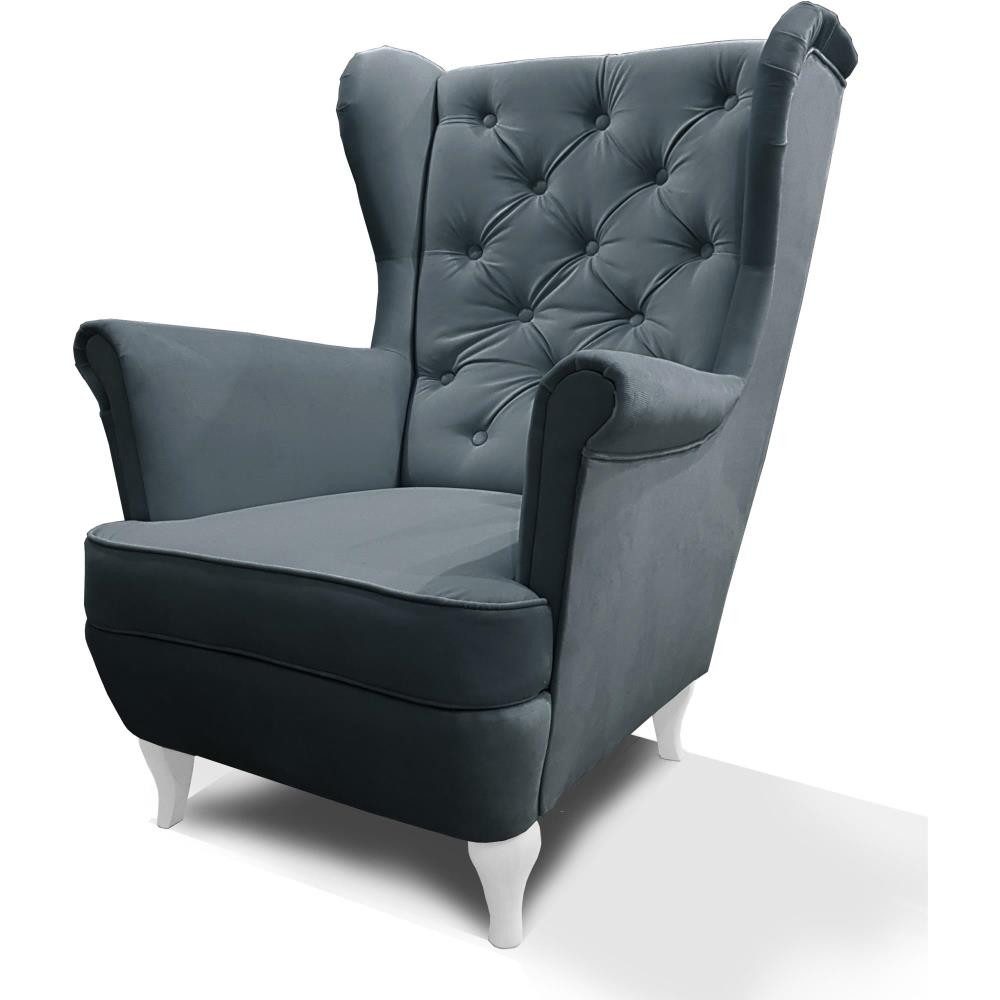 Beautysofa Ohrensessel Sessel FALCO Chesterfield Wohnzimmersessel günstig online kaufen