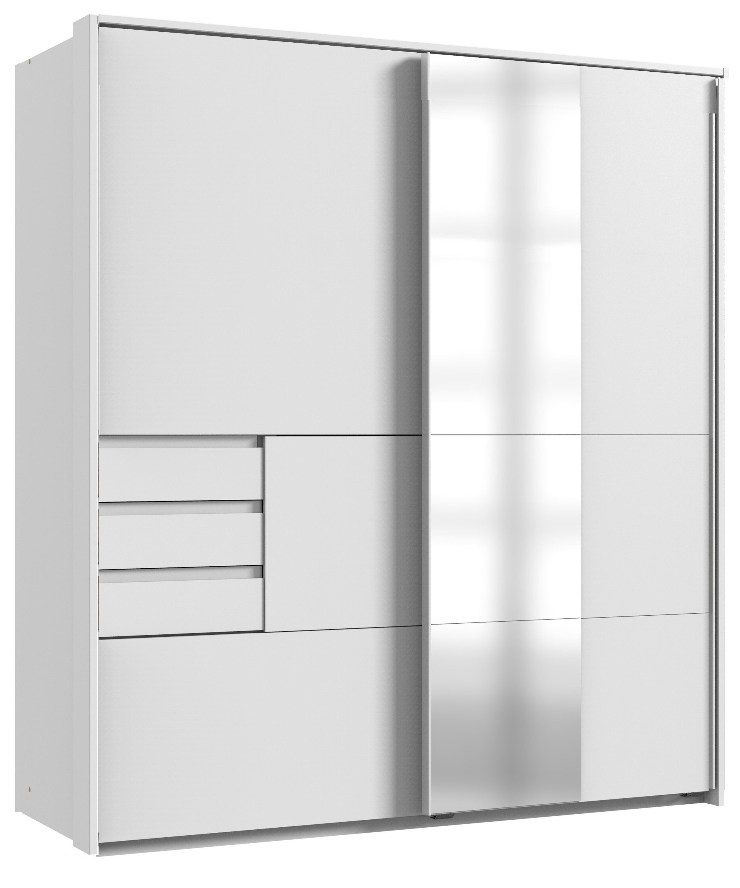 möbel-direkt.de Schwebetürenschrank Bamberg in Weiß (Komplett, 1-St., Kleiderschrank mit oder ohne Spiegel und Passepartout) Made in Germany, großzügige Stauraumaufteilung