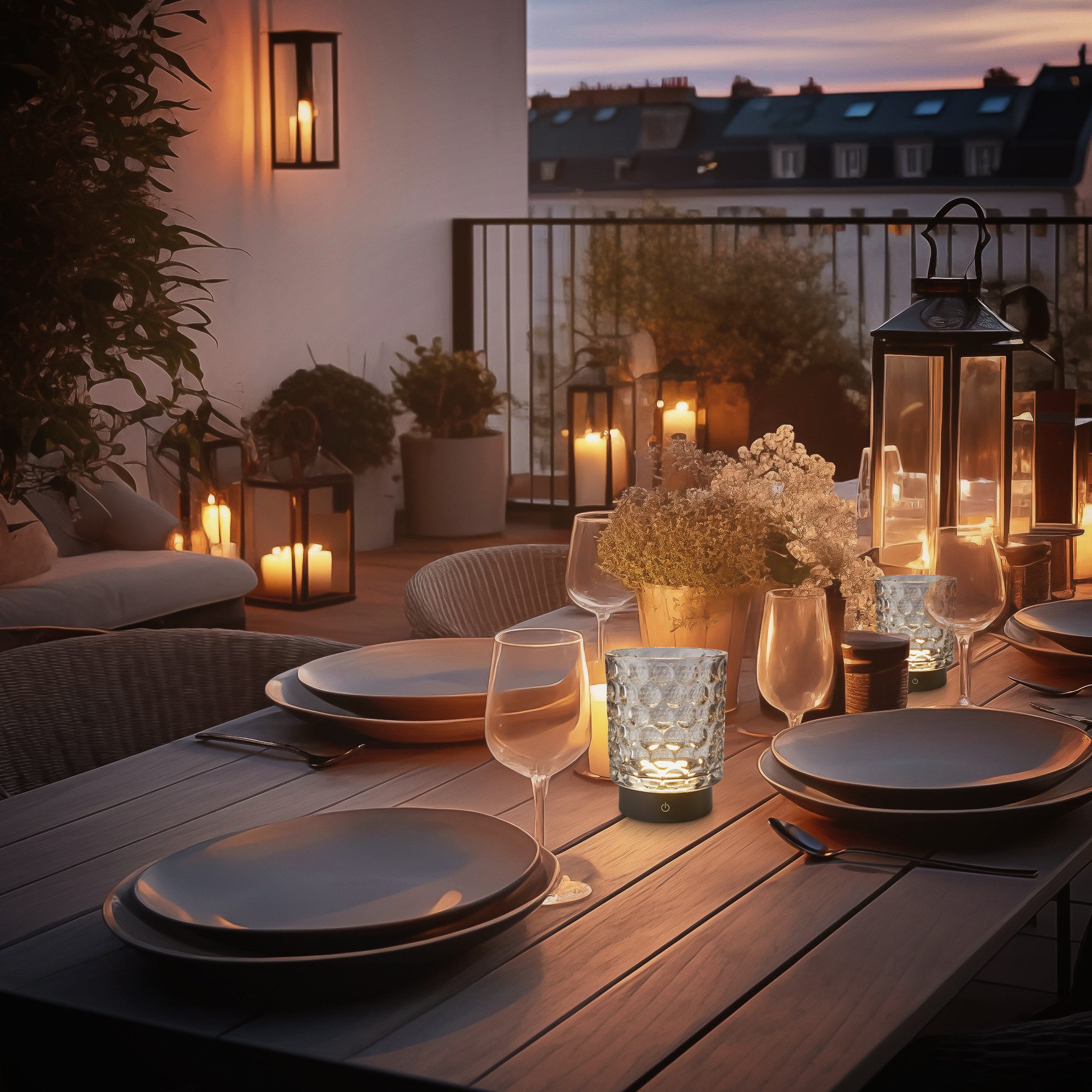 Briloner Leuchten Tischleuchte LED Tischlampe Glas Akku Indoor Outdoor, LED fest integriert, 2700K - Extra - Warmweiß, Tischlampe kabellos 15 x 11 cm Blau 2W Wohnzimmer Flur Outdoor Aussen