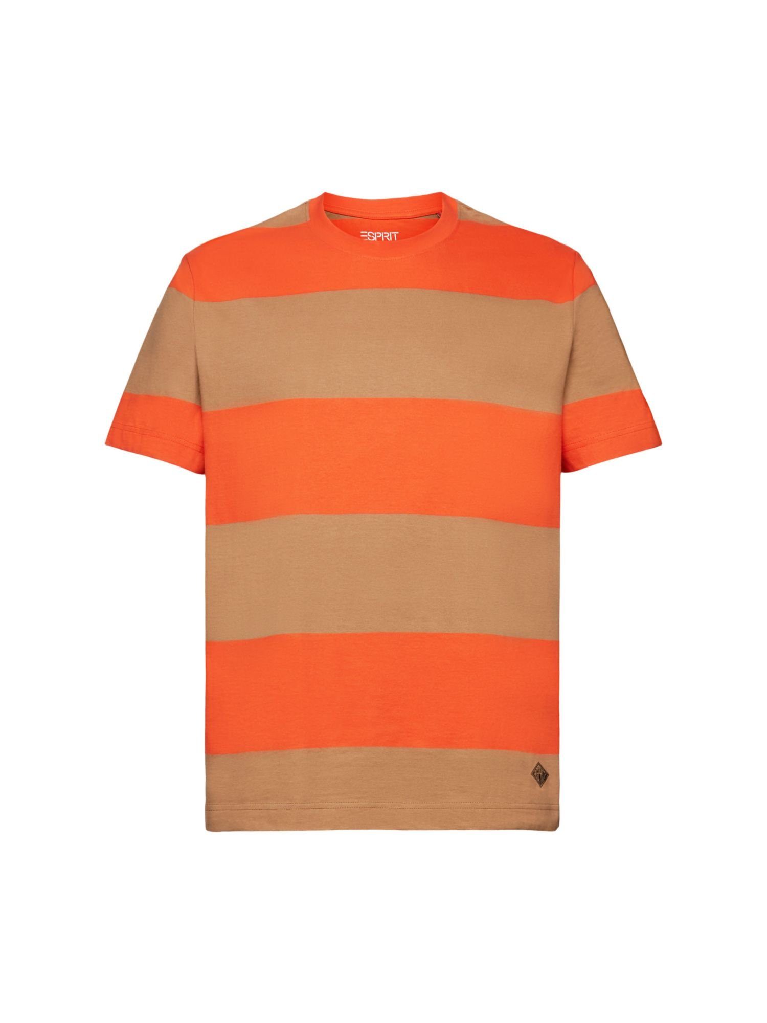 Gestreiftes ORANGE Logo-T-Shirt BRIGHT (1-tlg) Esprit T-Shirt