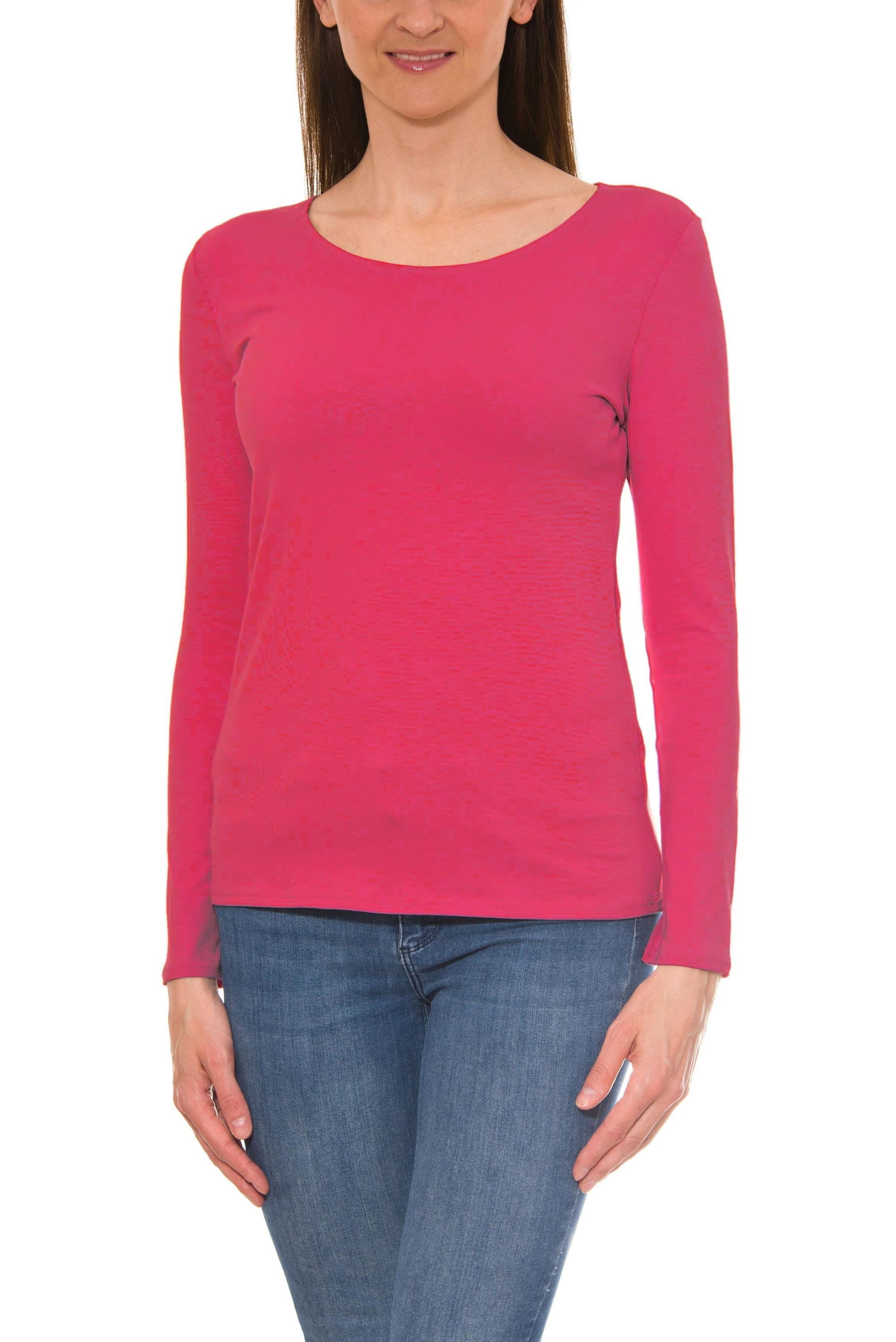 Alkato Longshirt Alkato Damen Langarm Shirt mit O-Ausschnitt günstig online kaufen
