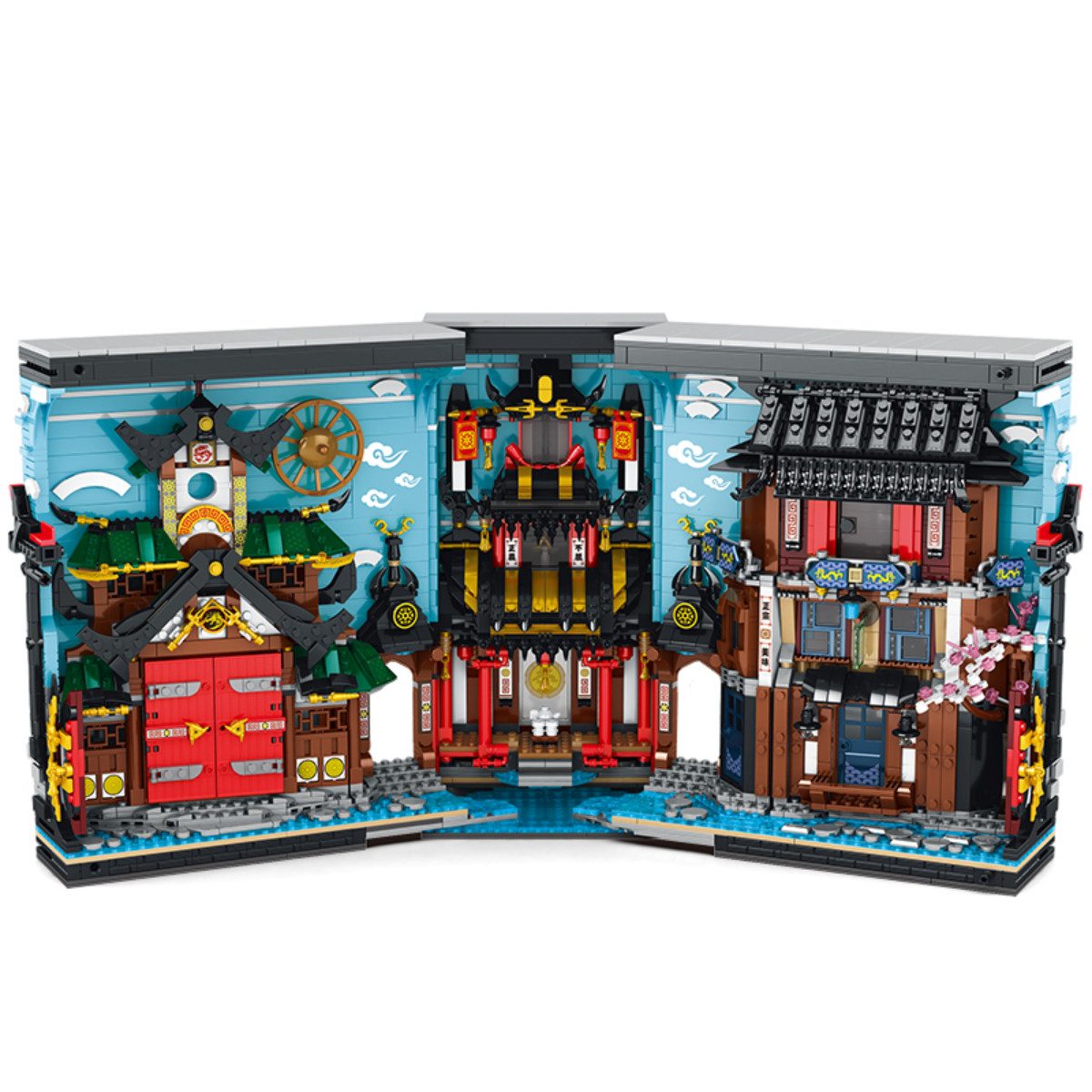 Reobrix 66029 Spielbausteine, (Klemmbausteinset, 3086 St., Klemmbaustein Ninja Buchmodell mit Beleuchtung), Ninja Buch mit Beleuchtung und dekorativer Klappfunktion