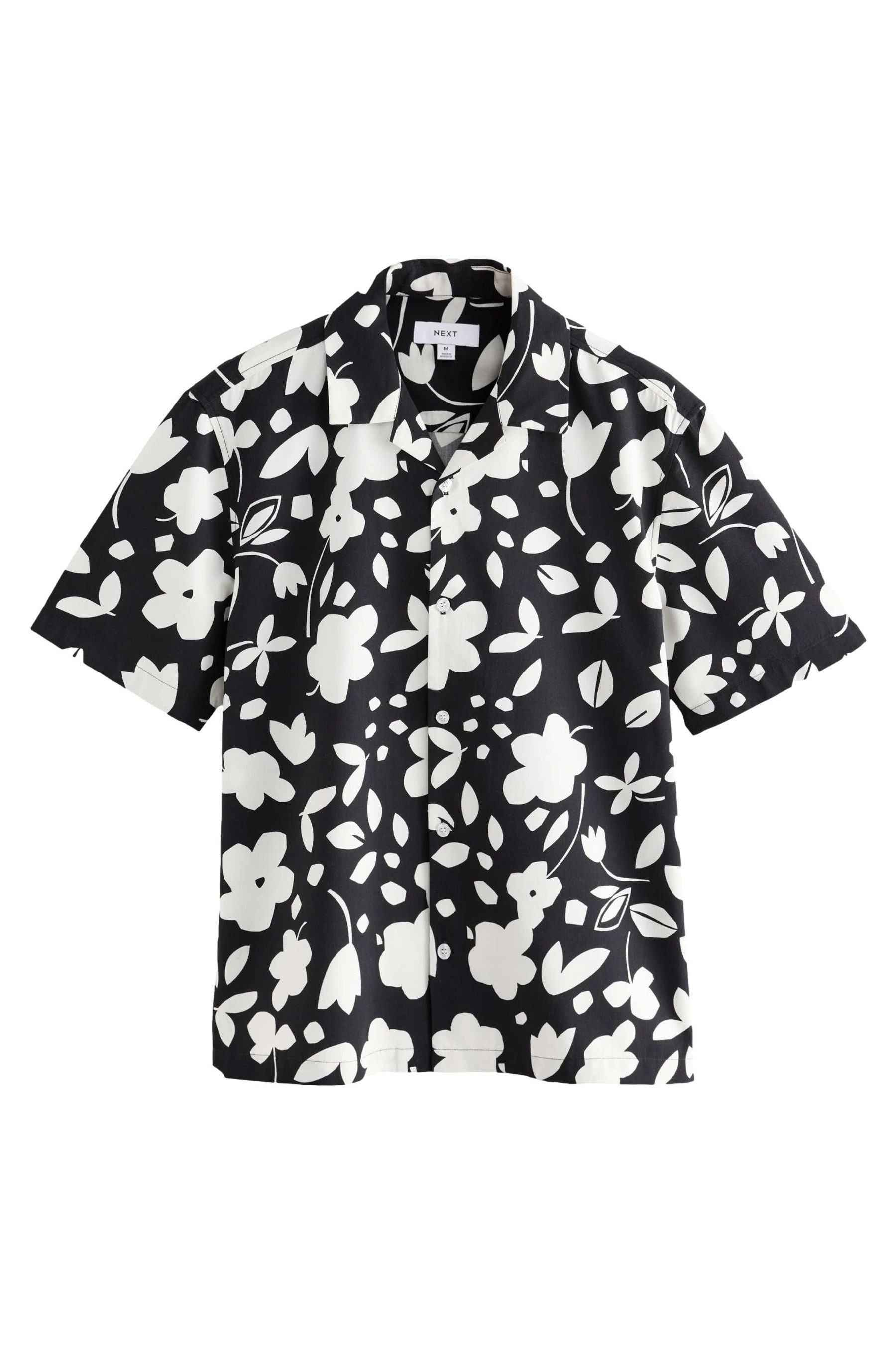 Next Kurzarmhemd Florales Kurzarmhemd mit kubanischem Kragen (1-tlg)