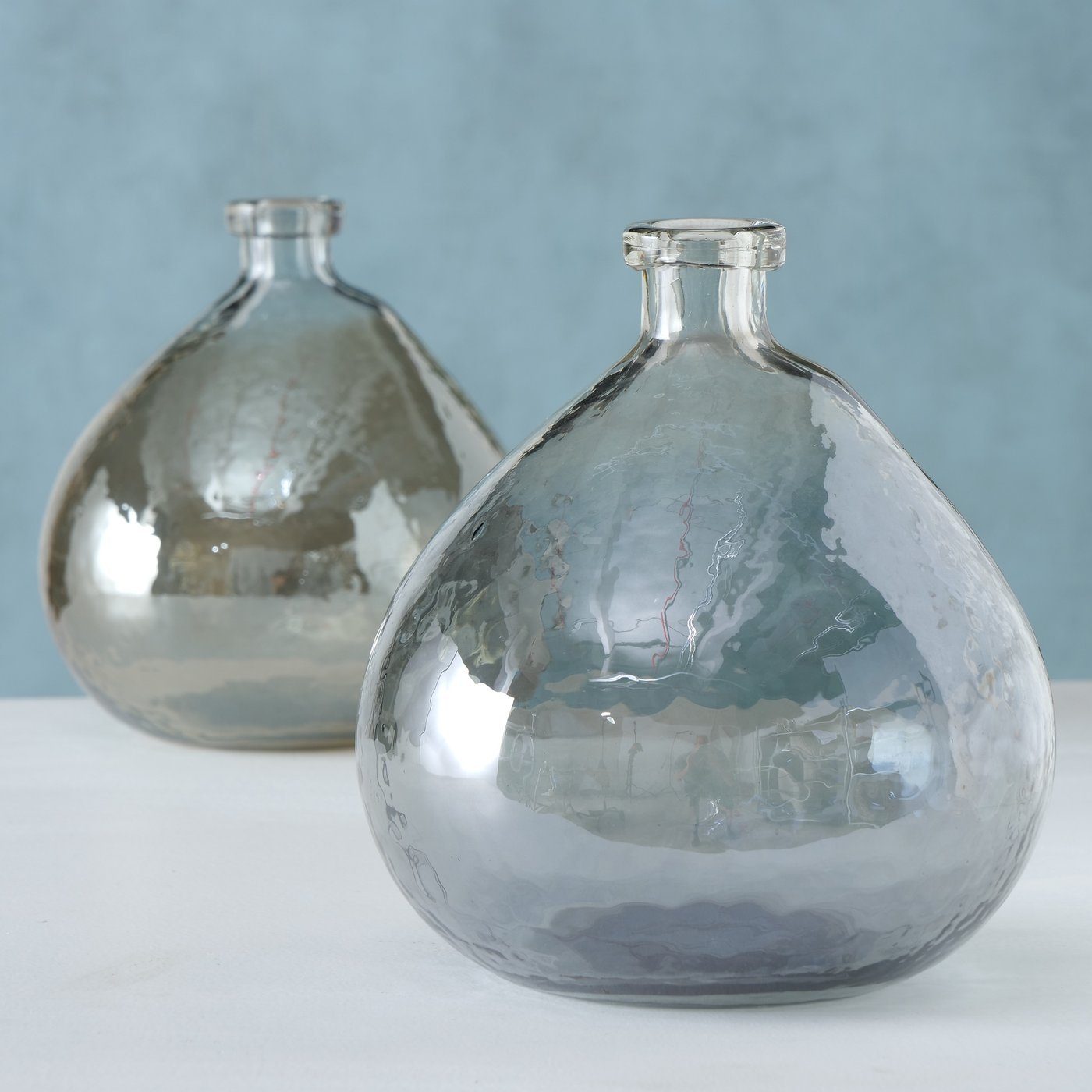 BOLTZE Dekovase 2er Set "Sligo" aus Glas in grau/braun, Vase Blumenvase