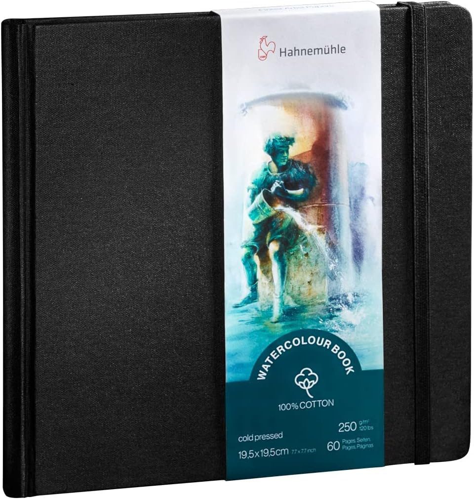 Hahnemühle Aquarellpapier Watercolour Book 100% Cotton 19,5x19,5cm, 250g/m², 60 Seiten