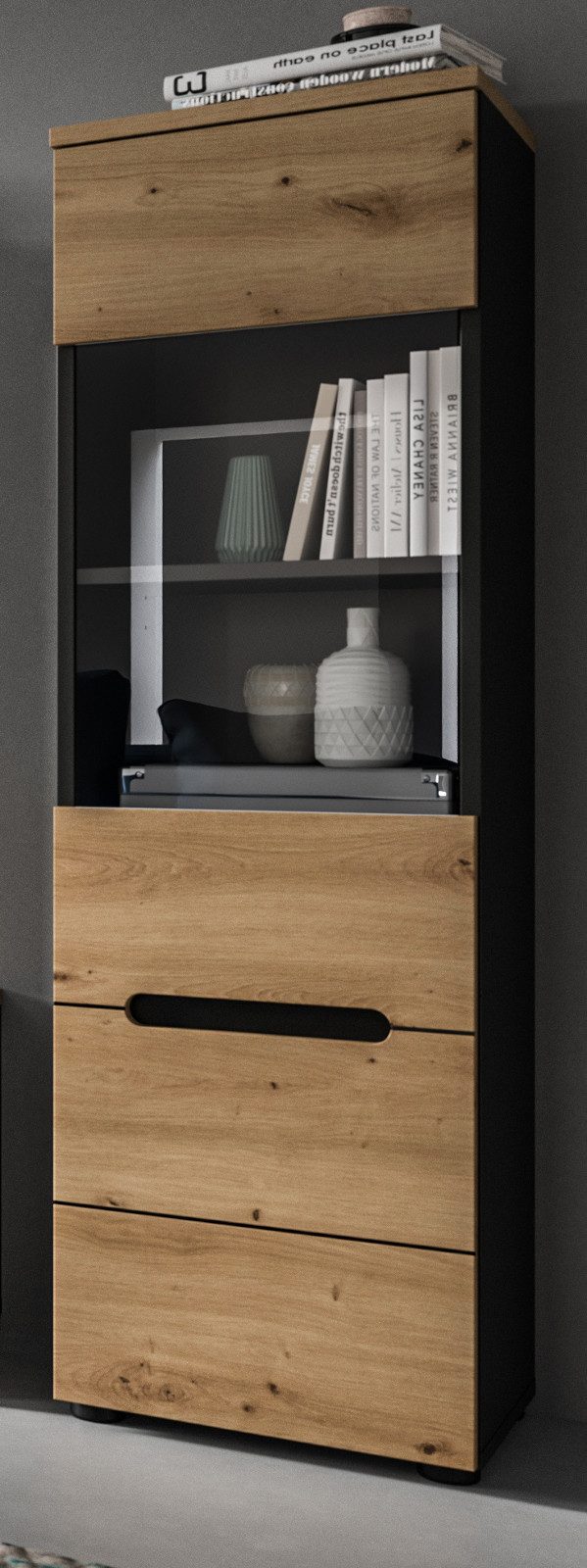 Inn.Furn Hängevitrine Cooper (Vitrine in Eiche Artisan und Grau, 36 x 125 c günstig online kaufen