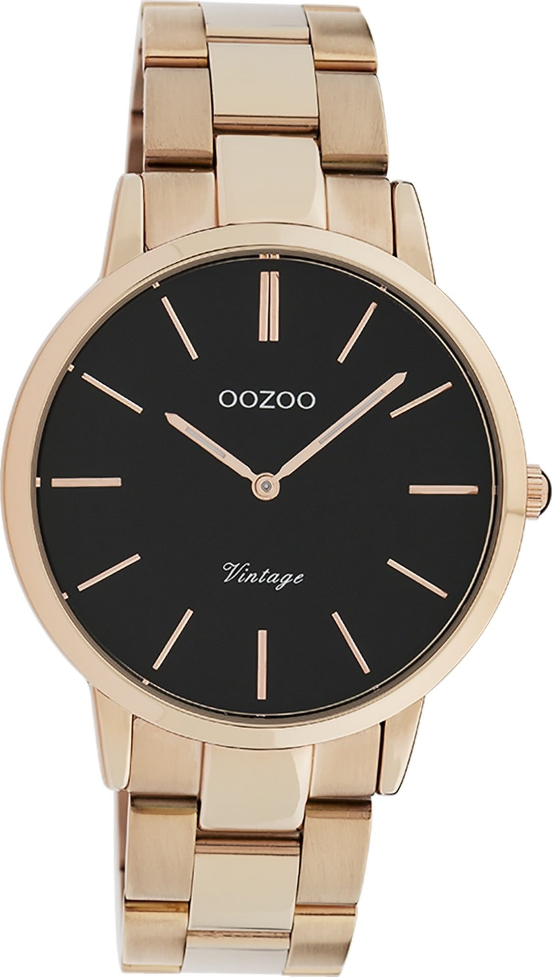 OOZOO Quarzuhr Oozoo Damen Armbanduhr Vintage Series, (Analoguhr), Damenuhr rund, mittel (ca. 38mm), Metallarmband rosegold, Fashion