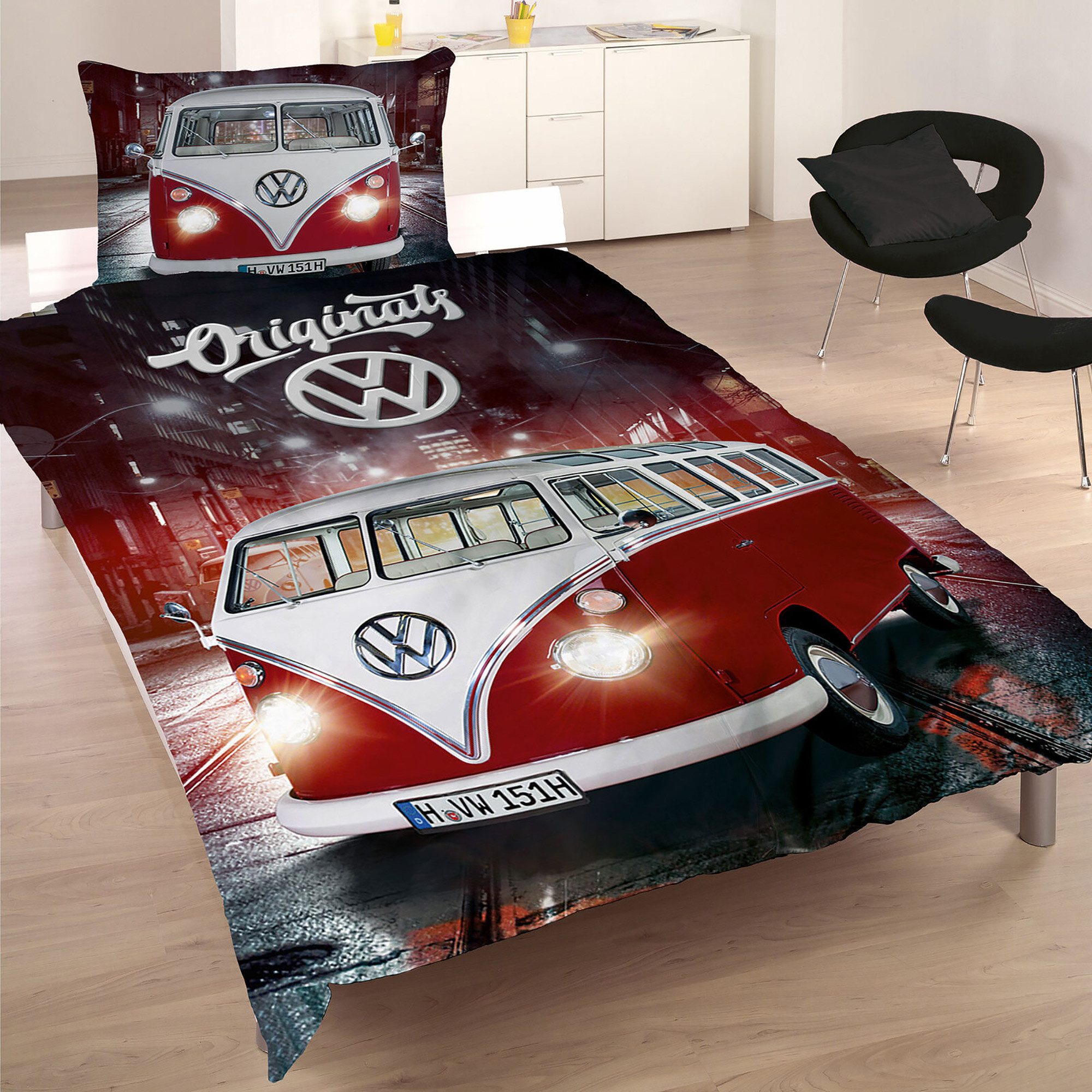 BERONAGE Kinderbettwäsche VW Volkswagen Bulli Bettwäsche günstig online kaufen
