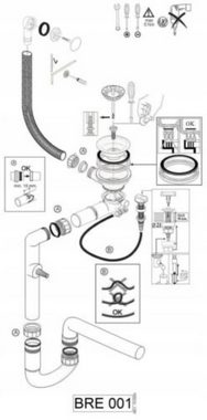 Faizee Möbel Siphon Siphon Silber mit Überlauf für das Spülbecken Automatisch