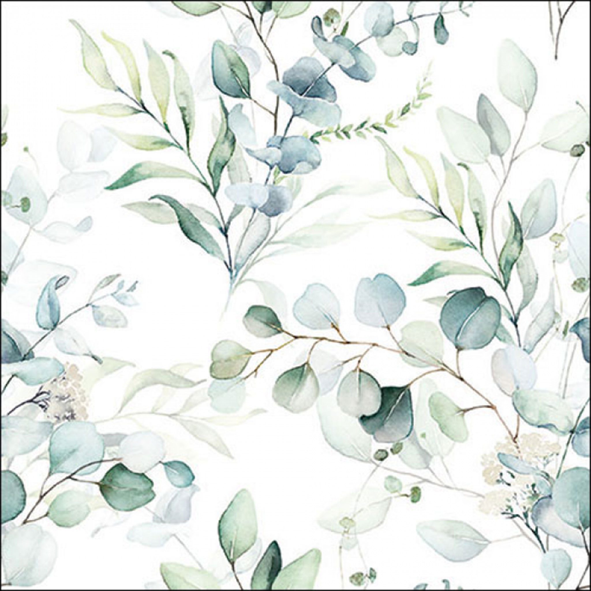 Ambiente Luxury Paper Products Papierserviette, Servietten Papier 33x33cm 3-lagig mit Eukalyptus Zweige Motiv 20 Stück