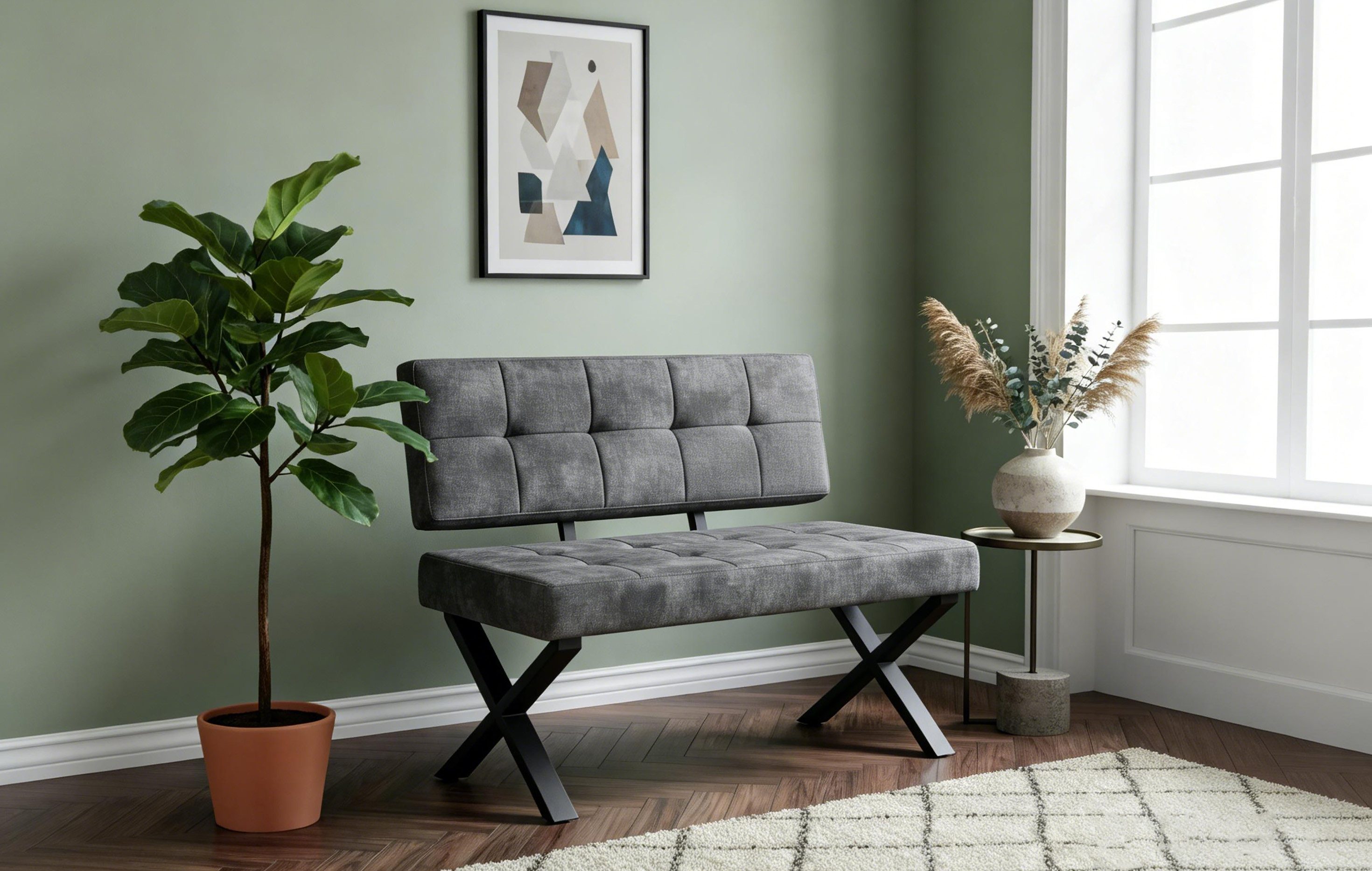 B&D home Essbank KAREN (1-St), gepolstert, Metallgestell, mit oder ohne Rückenlehne, in 120/140/160cm