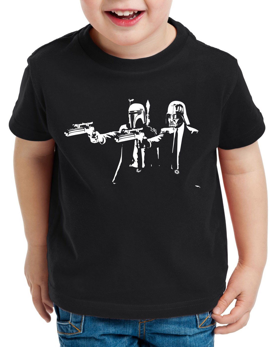 Kinder star T-Shirt schwarz Darth fett style3 boba Print-Shirt Fiction pulp imperium wars