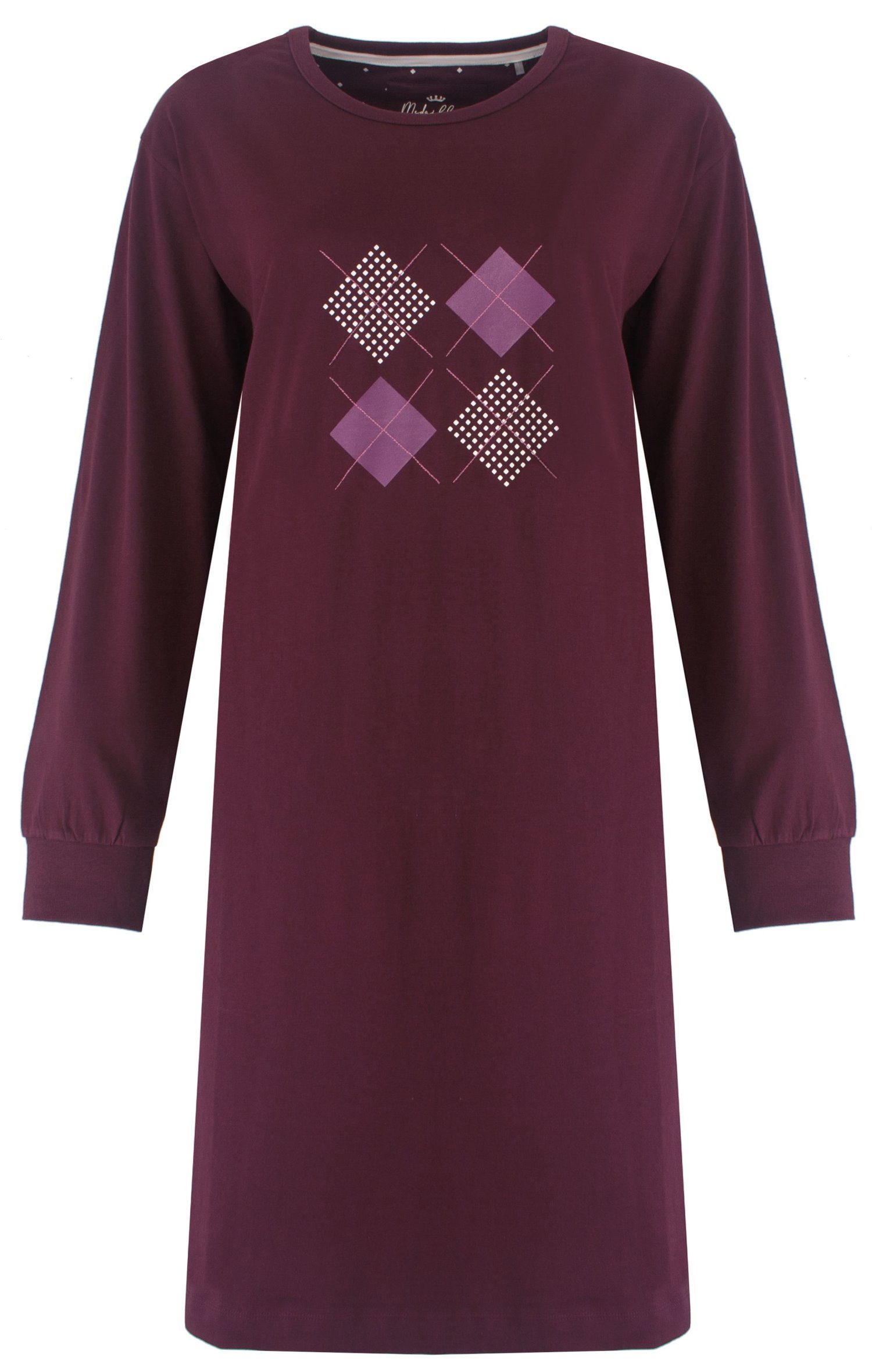 Medaillon Nachthemd Damen Schlafshirt mit Bündchen (1-tlg) Baumwolle