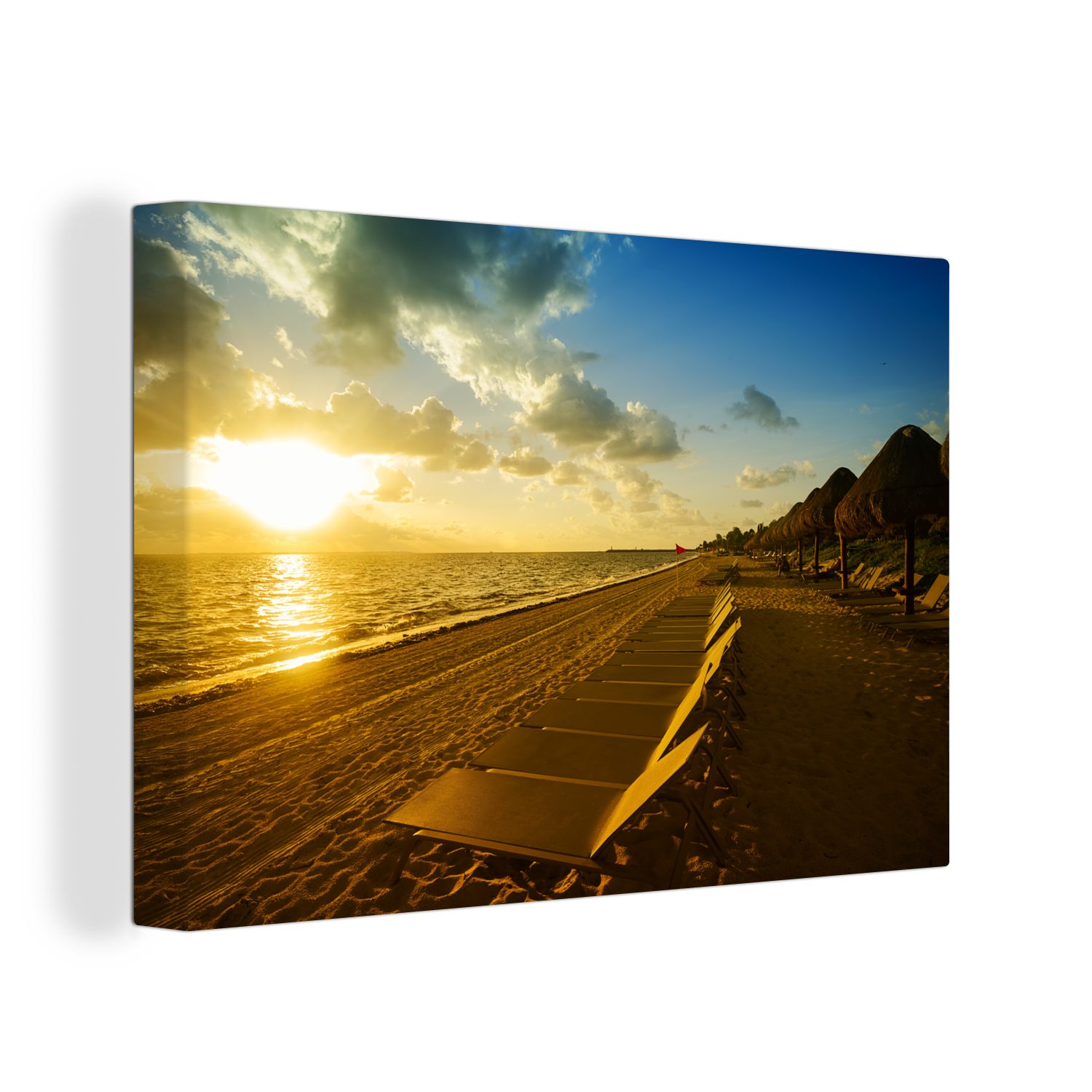 OneMillionCanvasses® Leinwandbild Strand Wandbild Aufhängefertig, 30x20 Leinwandbilder, St), Cancun Wanddeko, Mexiko, cm (1