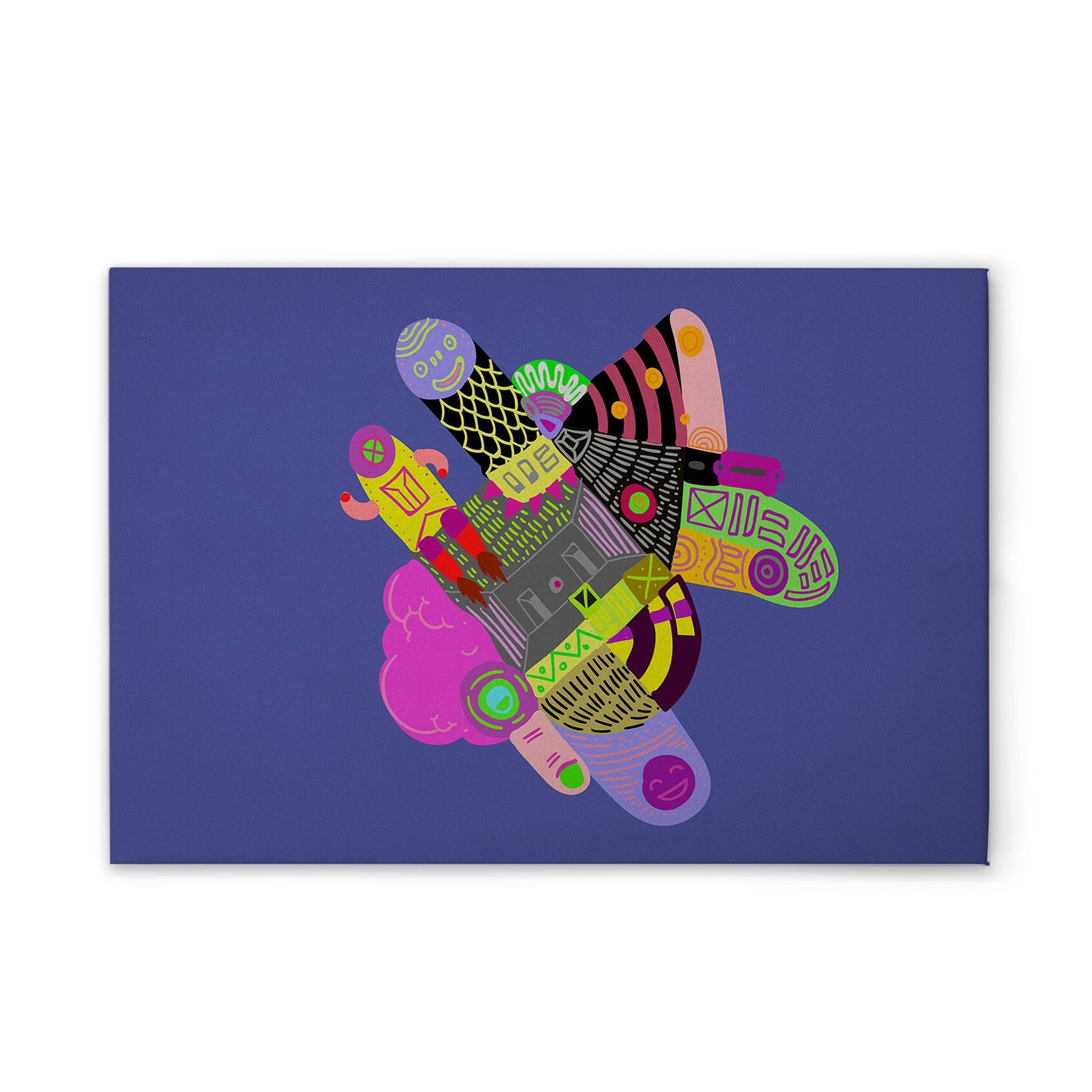 Tadessi Leinwandbild Leinwandbild Bunte Kreaturen M1-No.51286, Keilrahmen in Violett Bunt-, Fantasy