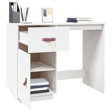 vidaXL Schreibtisch Schreibtisch Weiß 95x50x75cm Massivholz Kiefer