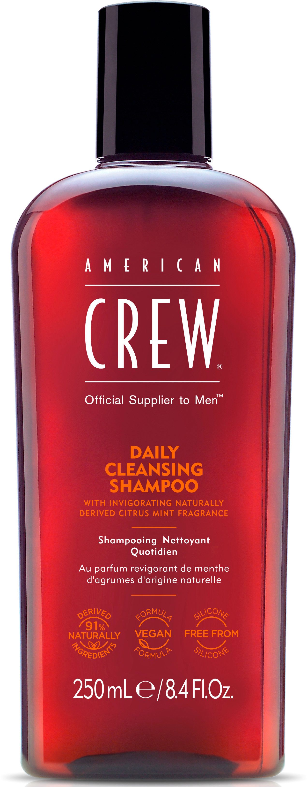 American Crew Haarshampoo Daily Cleansing Shampoo 250 ml, 1-tlg., Glanz für Herren aller Haartypen, vegan und feuchtigkeitsspendend.