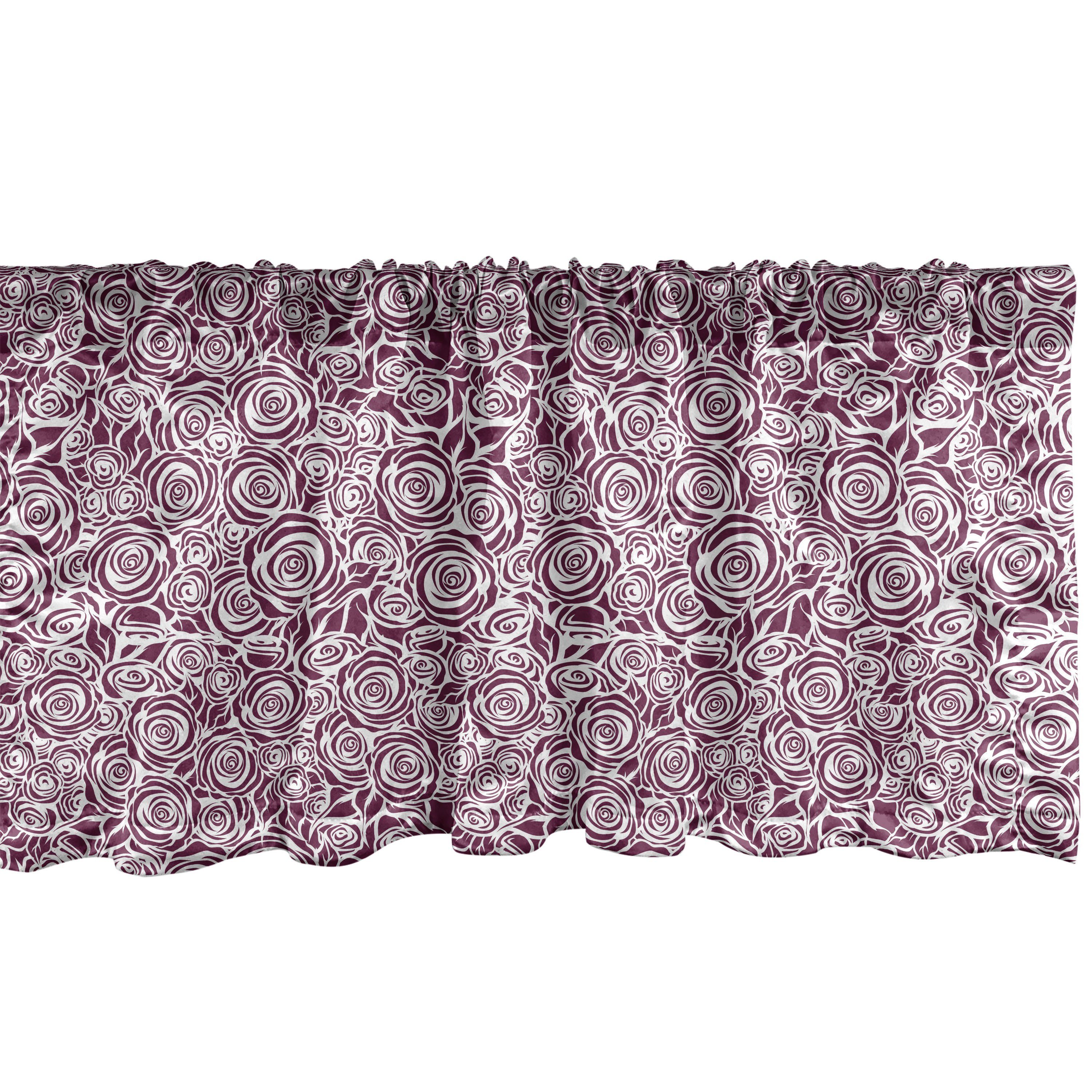 Microfaser, Scheibengardine Volant Vorhang für Clutter mit Abakuhaus, in Stangentasche, Dekor Küche Schlafzimmer Blumen von Roses Monotone