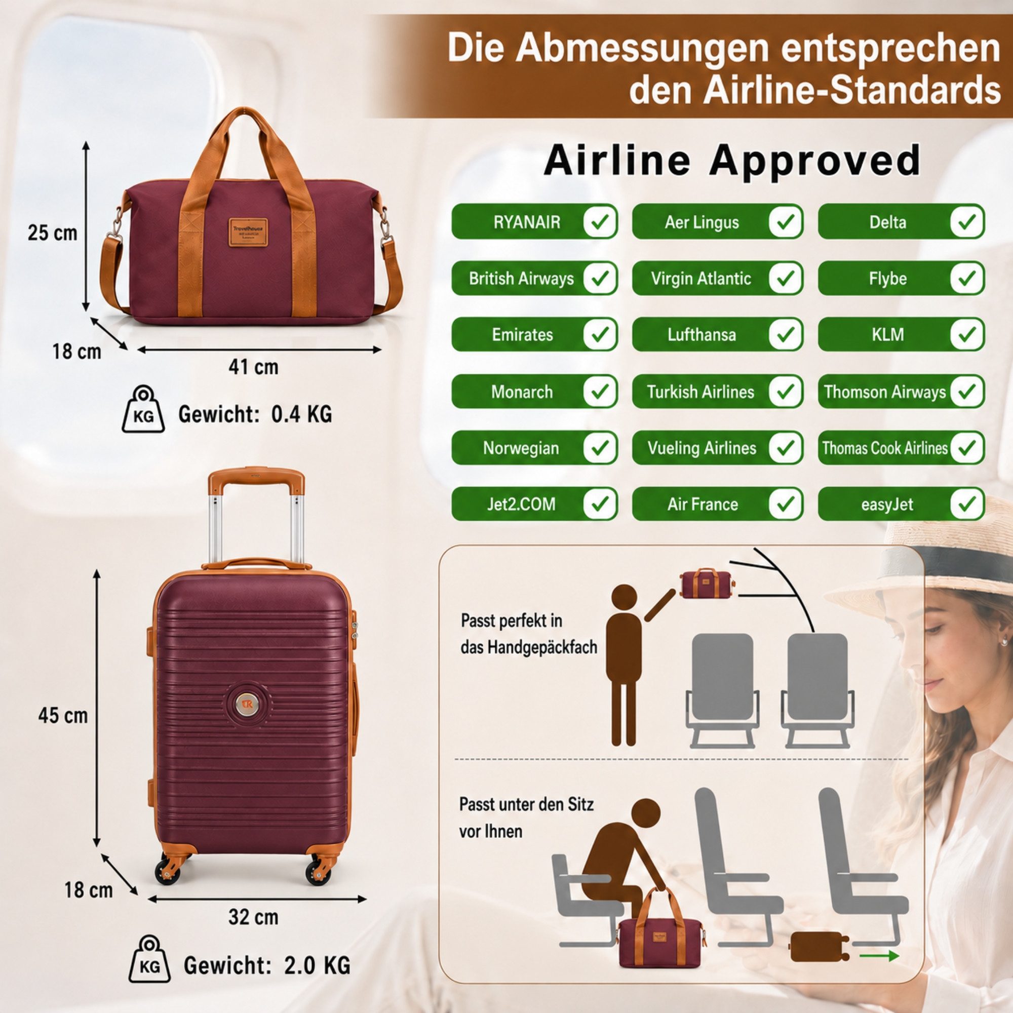 Travelhouse Trolleyset Bari, 4 Rollen, (Spar-Set, 6 tlg., Hartschalen Trolley-Set 6-teilig) – Bild 4 von 5