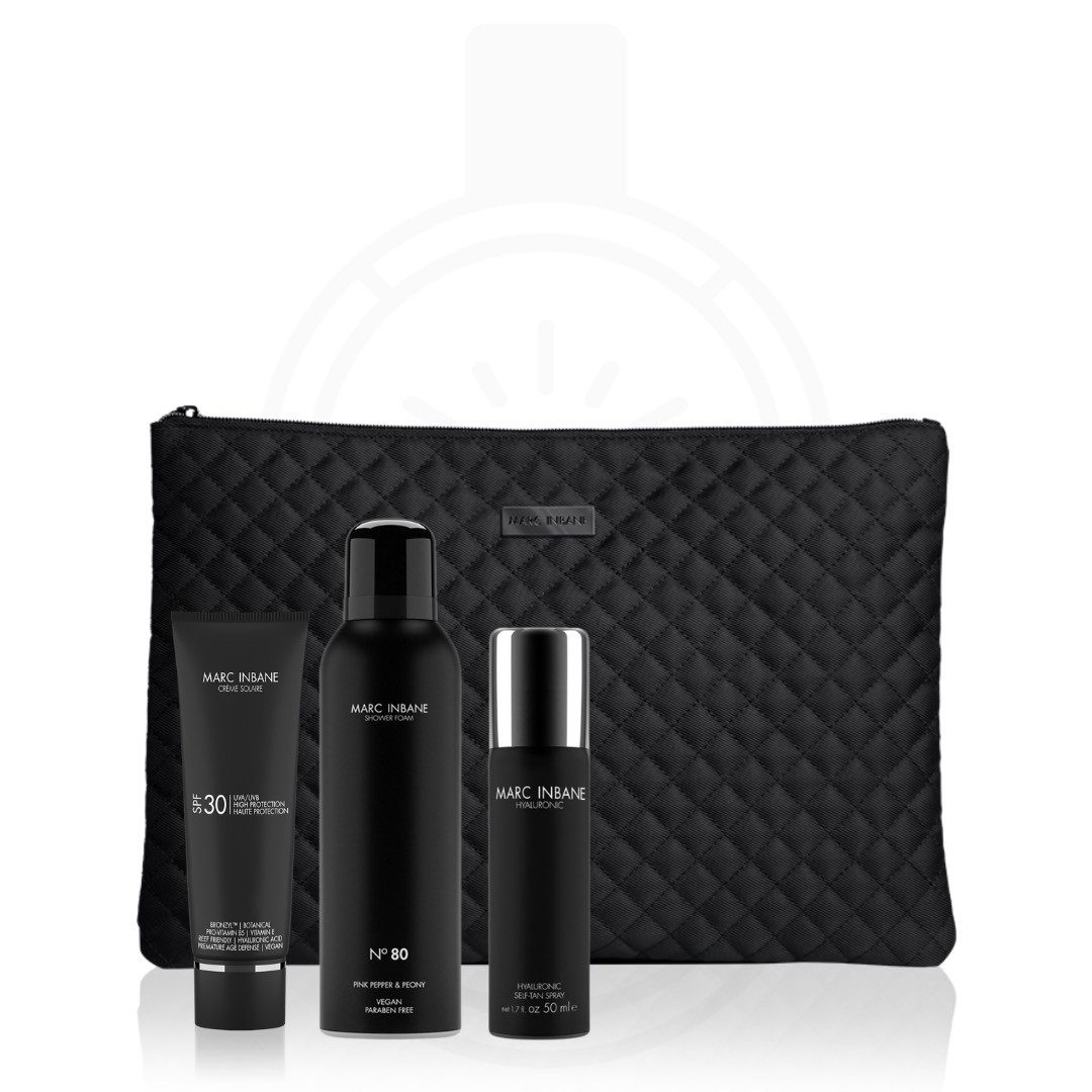 MARC INBANE Selbstbräunungslotion Exklusives Geschenkset mit Clutch, 3-tlg.