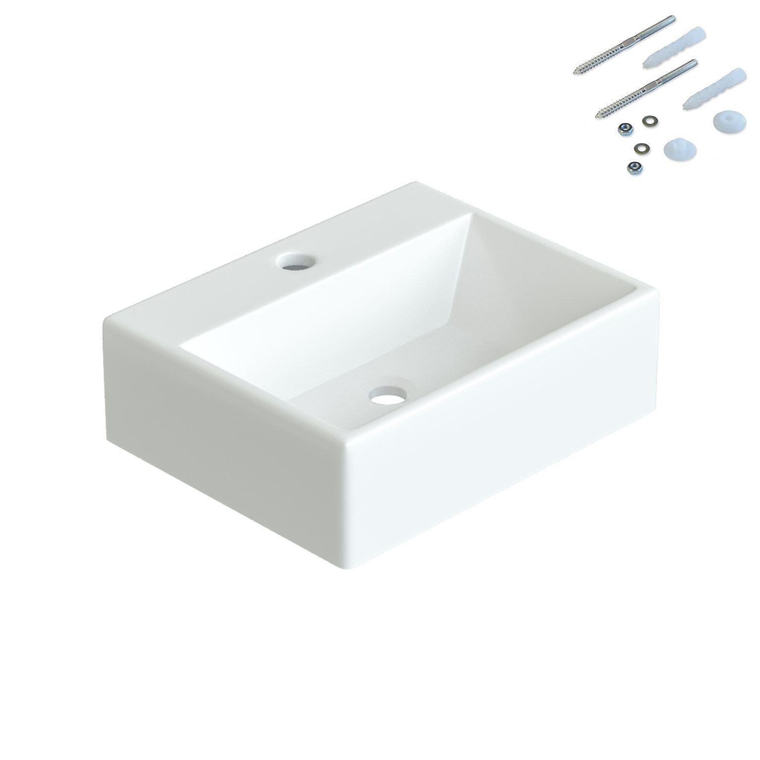 AQUABATOS Waschbecken Aufsatzwaschbecken mit/ohne Hahnloch rund oval eckig günstig online kaufen