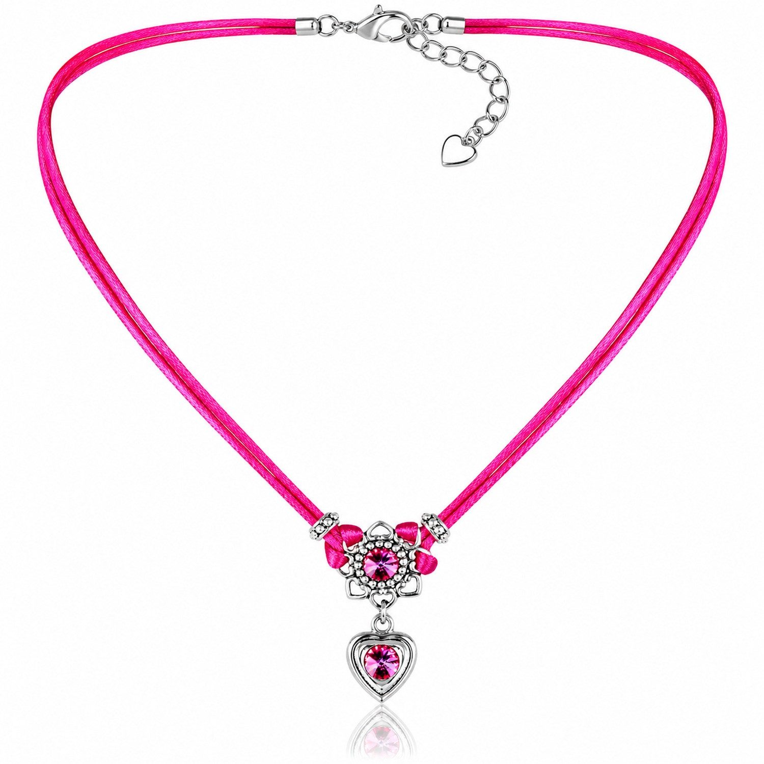 LUISIA® Kette mit Anhänger Chiara mit Herzblüte, Strassherz und Premium Kristallen (inkl. Schmuckbox) – Bild 3 von 5