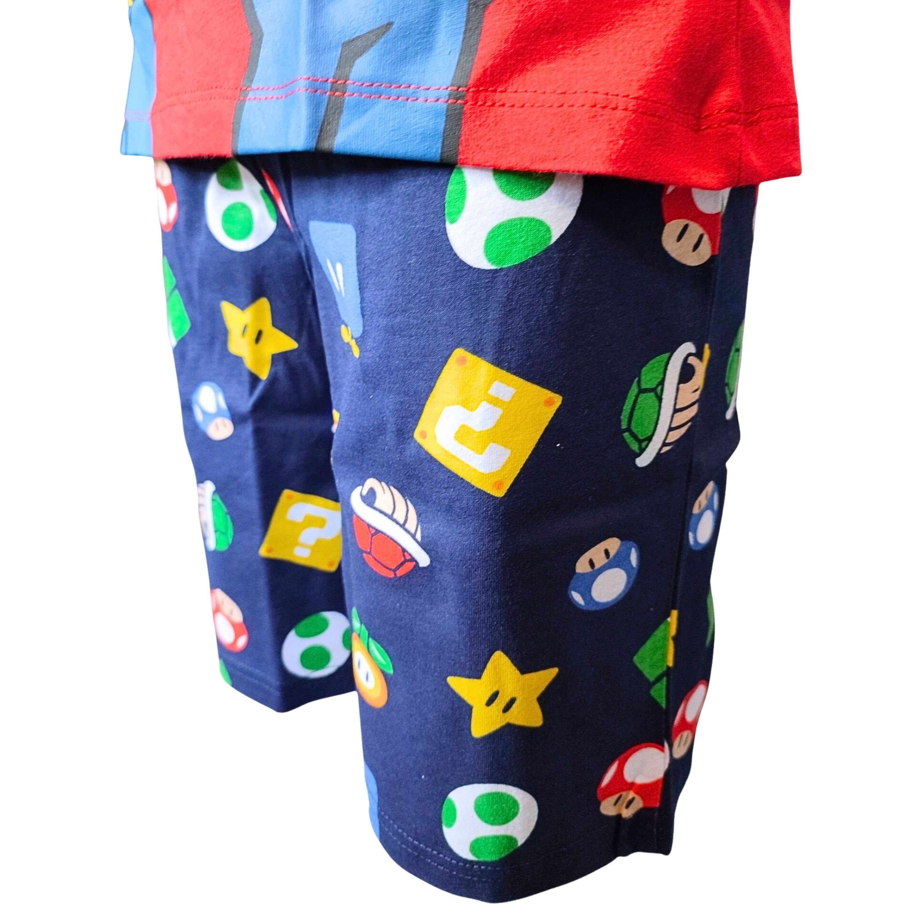 Mario tlg) kurz Jungen - Super Rot Pyjama Gr. Mario Shorty 104-140 Schlafanzug (2 Kinder cm & Set Luigi