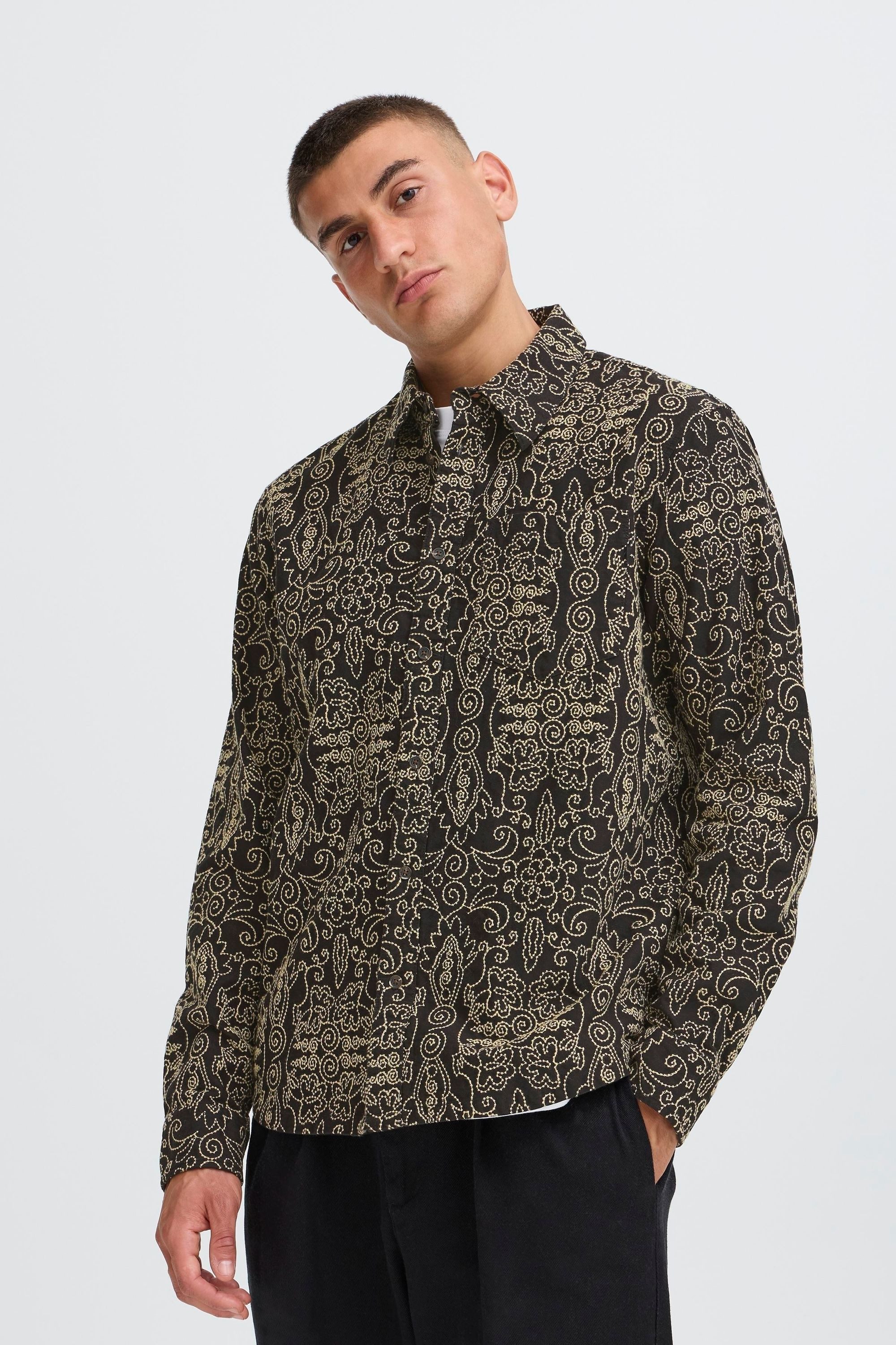 !Solid Hemdjacke SDSkibber Gemustertes Langarmhemd aus 100% Baumwolle