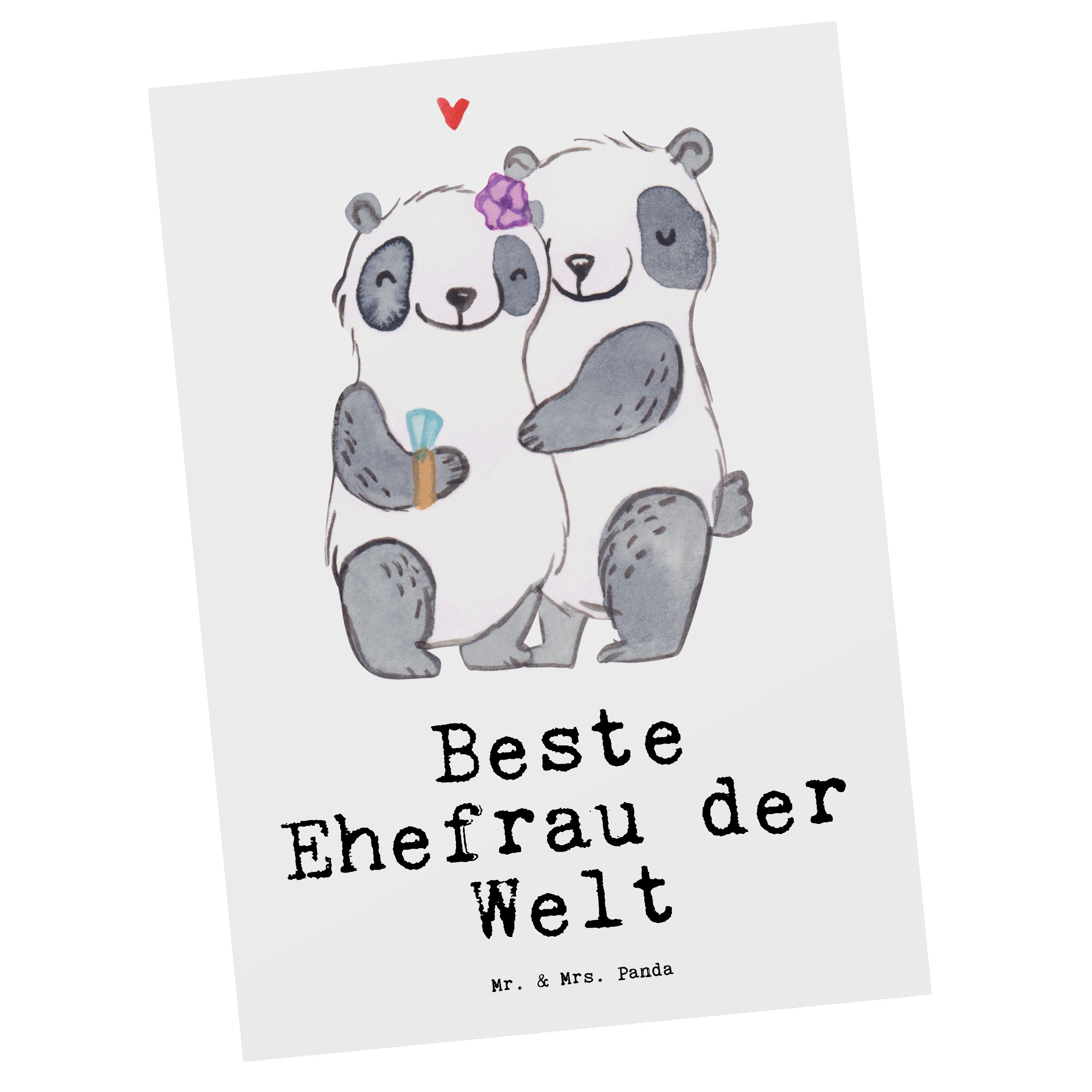 Mr. & Mrs. Panda Postkarte Panda Beste Ehefrau der Welt - Weiß - Geschenk, Liebling, Geschenkkar