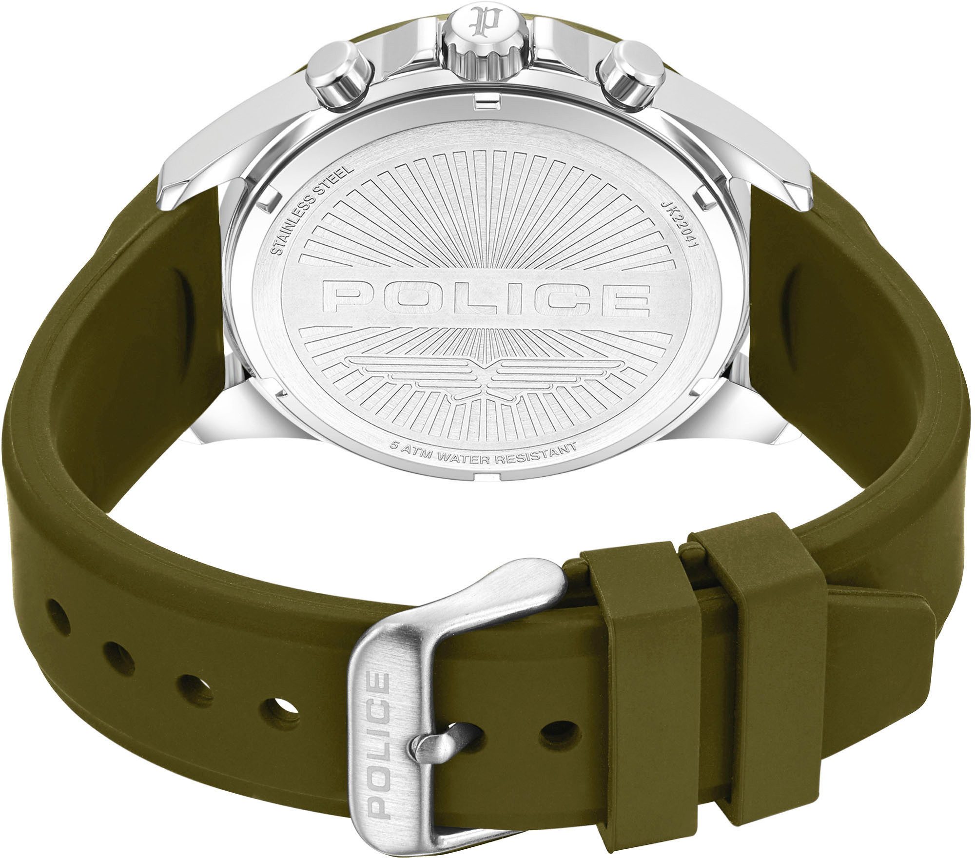 Police Multifunktionsuhr MOTION PEWJQ2204111, Quarzuhr, Armbanduhr, Herrenuhr, Silikonarmband, analog, Wochentag