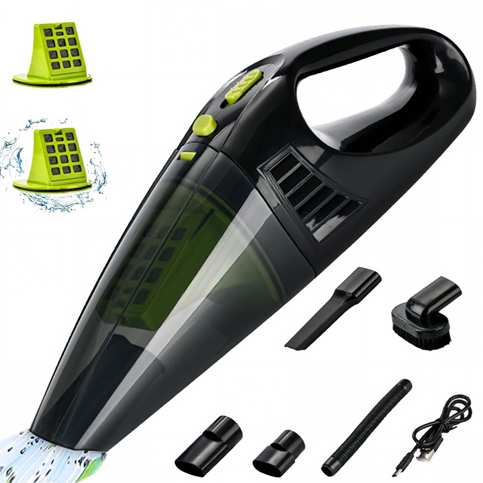 AIBISTAR Akku-Handstaubsauger Kabelloser Handstaubsauger,mit HEPA-Filter für Nass- und Trockensauger, 120 W, 3600mAh,2 waschbare Filter,Für Auto und Zuhause