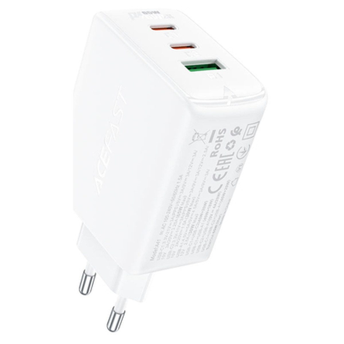 Acefast Acefast SchnellLadegerät GaN 2x USB-C USB-A PPS PD QC4 65W Smartphone-Ladegerät