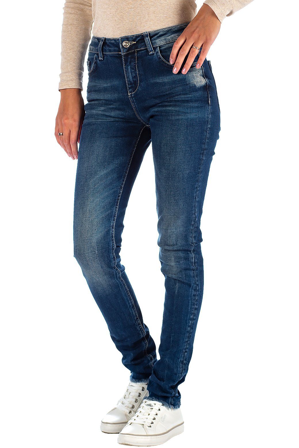 Cipo & Baxx Slim-fit-Jeans Damen Slim Fit Hose Stonewashed BA-19CB06 Stonewashed Design in schwarz-grau – Bild 3 von 5